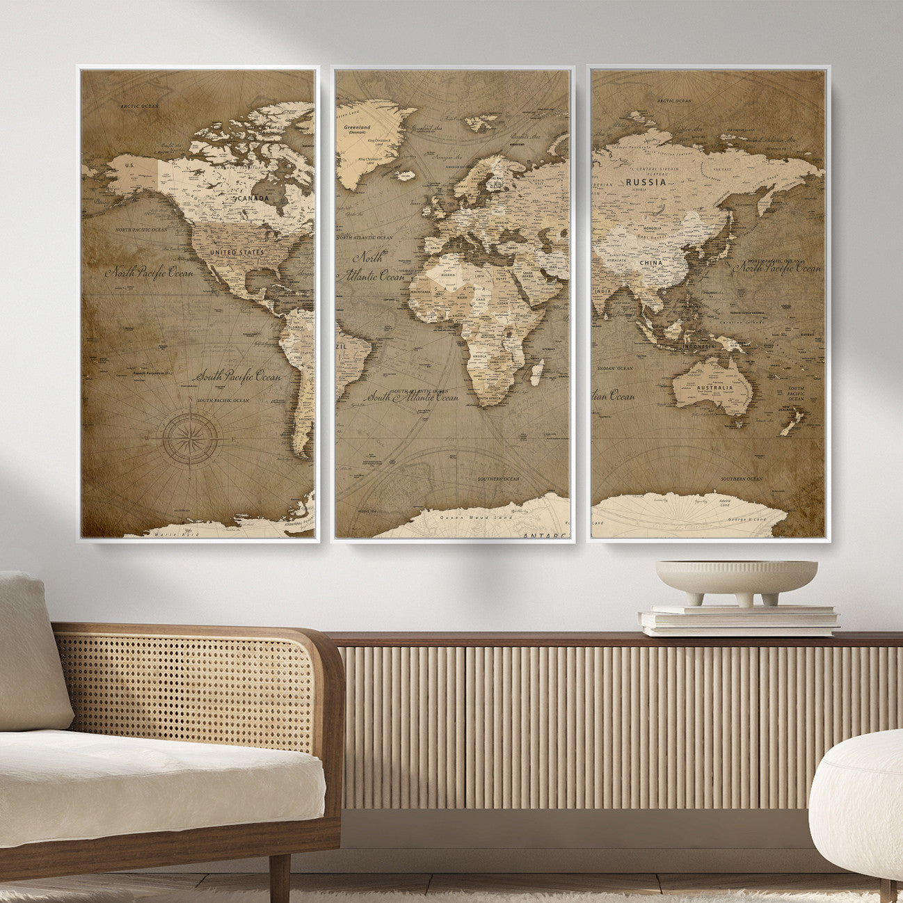 82314635-MGV-CV-36X24 - World Map Wall Art Canvas Print, Modern Decorative Framed Map Artwork Prints for Living Room, Office, Bedroom Wall Decor