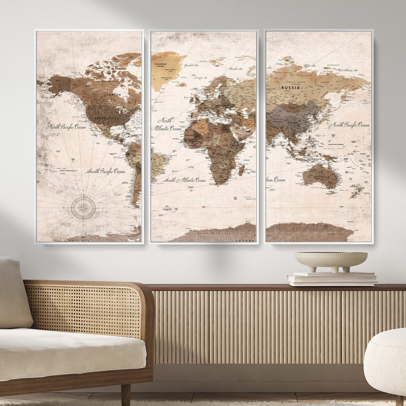 38923639-MGV-CV-36X24 - World Map Wall Art Canvas Print, Modern Decorative Framed Map Artwork Prints for Living Room, Office, Bedroom Wall Decor