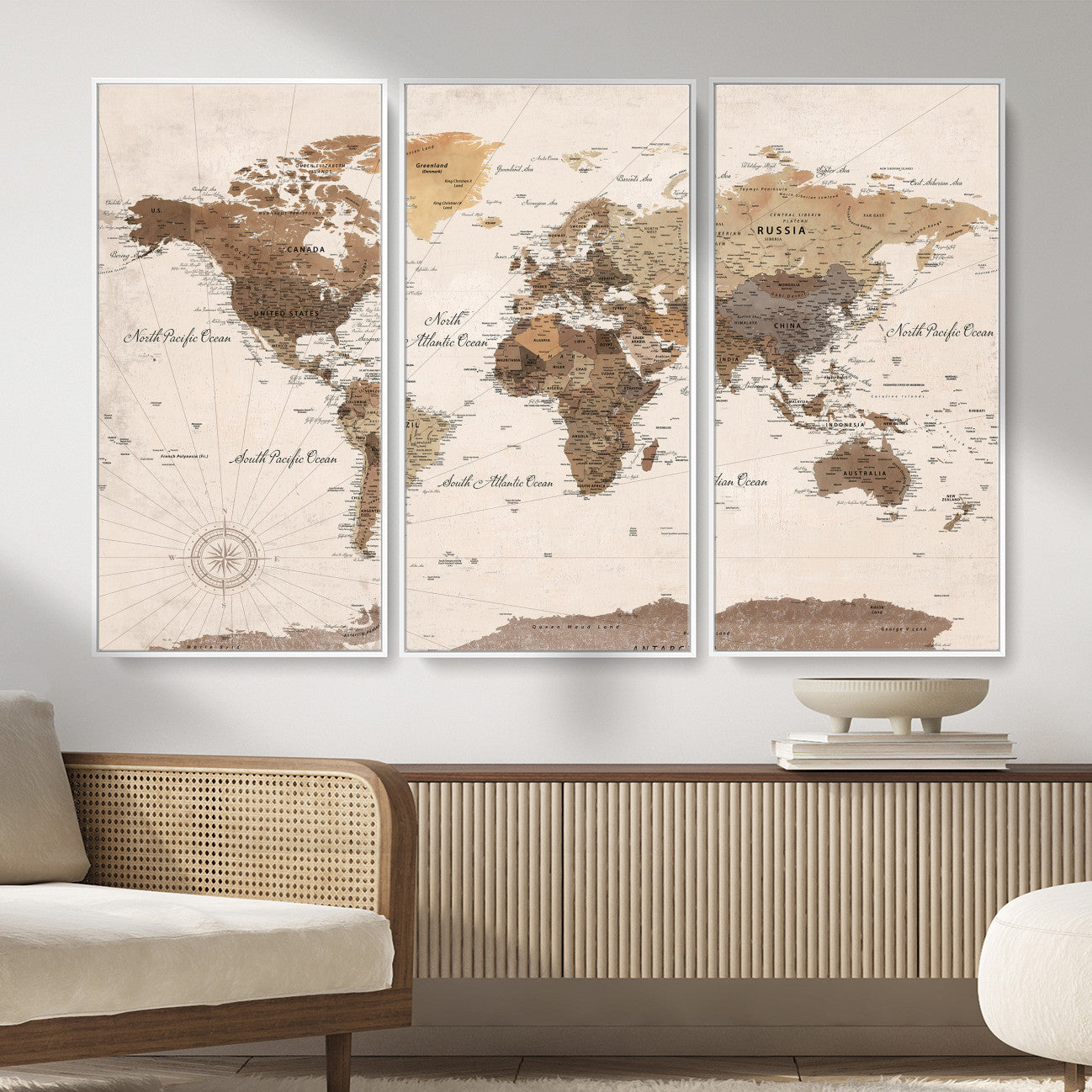 69860078-MGV-CV-36X24 - World Map Wall Art Canvas Print, Modern Decorative Framed Map Artwork Prints for Living Room, Office, Bedroom Wall Decor