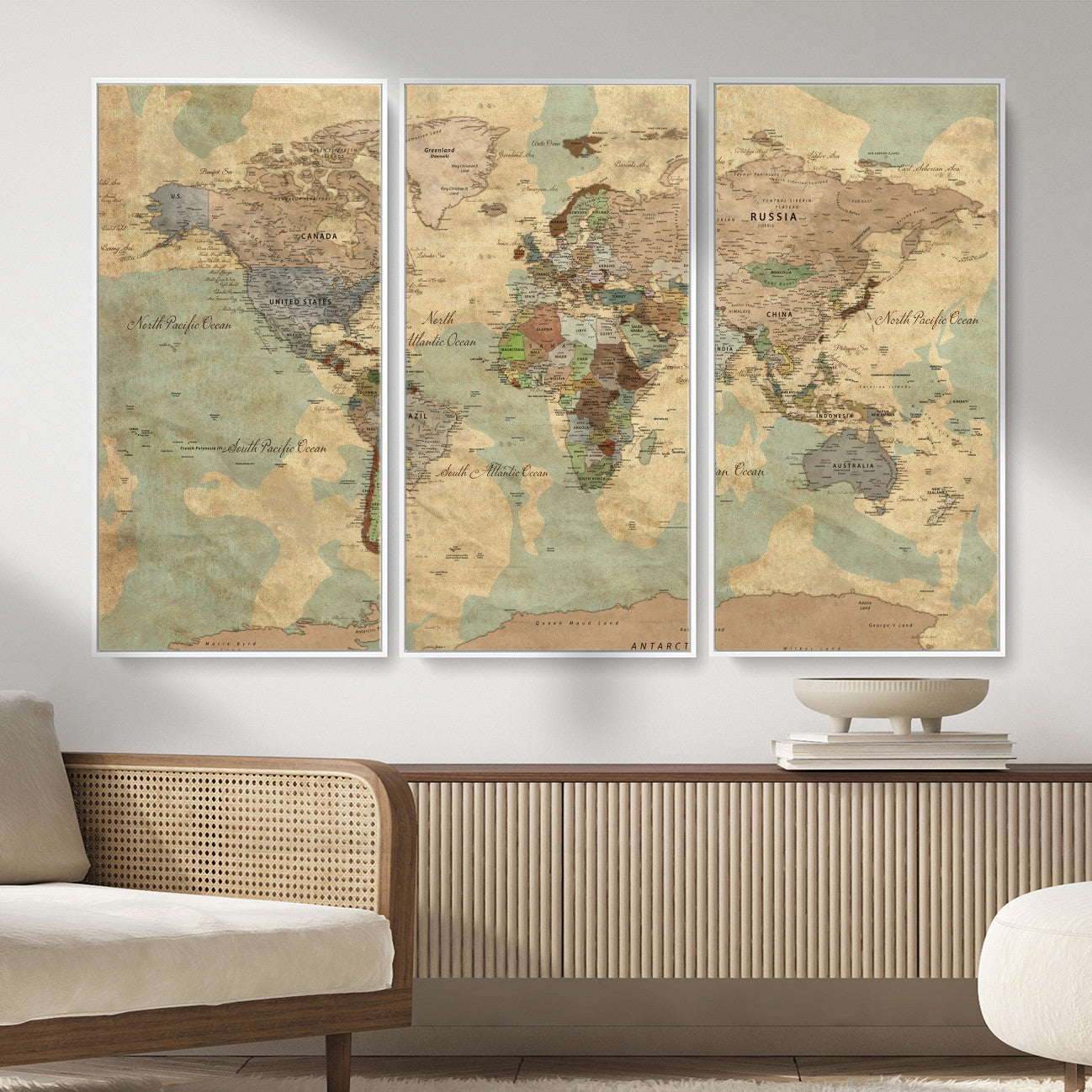 72396478-MGV-CV-36X24 - World Map Wall Art Canvas Print, Modern Decorative Framed Map Artwork Prints for Living Room, Office, Bedroom Wall Decor