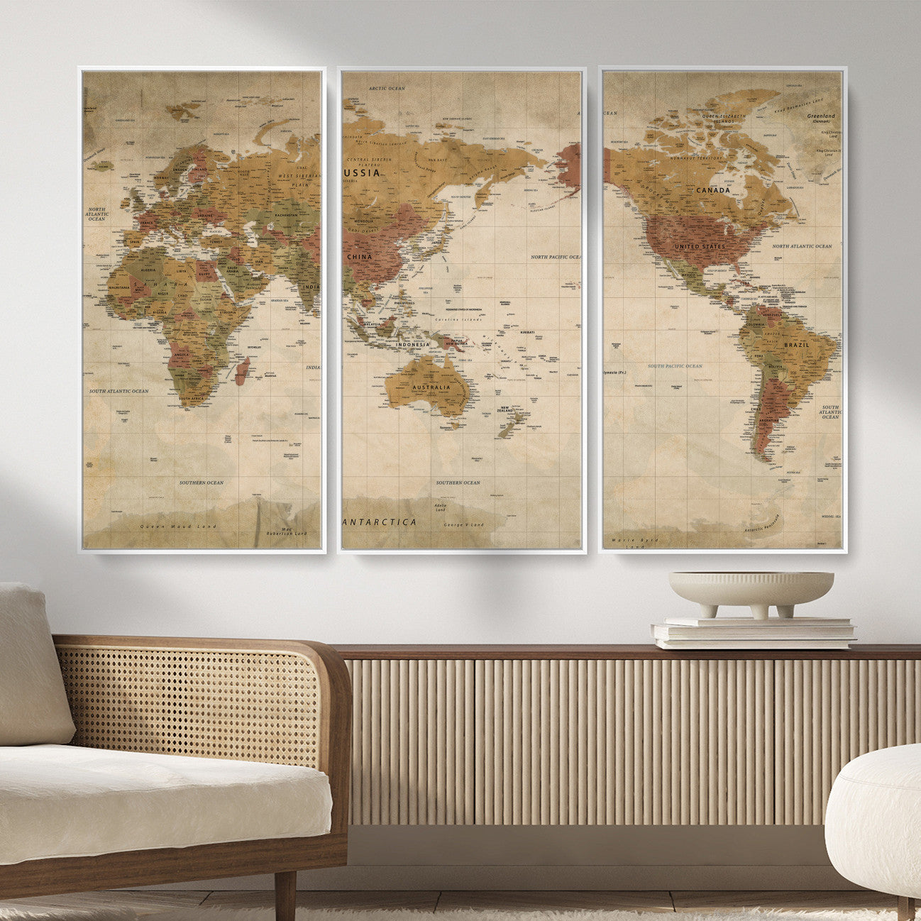 83478963-MGV-CV-36X24 - World Map Wall Art Canvas Print, Modern Decorative Framed Map Artwork Prints for Living Room, Office, Bedroom Wall Decor