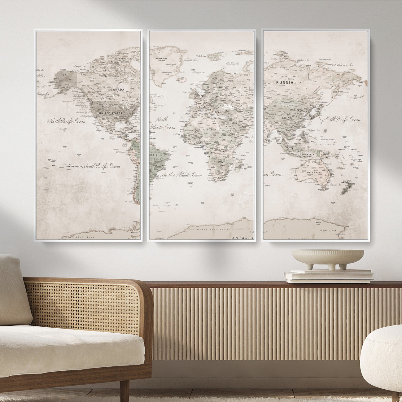 90355419-MGV-CV-36X24 - World Map Wall Art Canvas Print, Modern Decorative Framed Map Artwork Prints for Living Room, Office, Bedroom Wall Decor