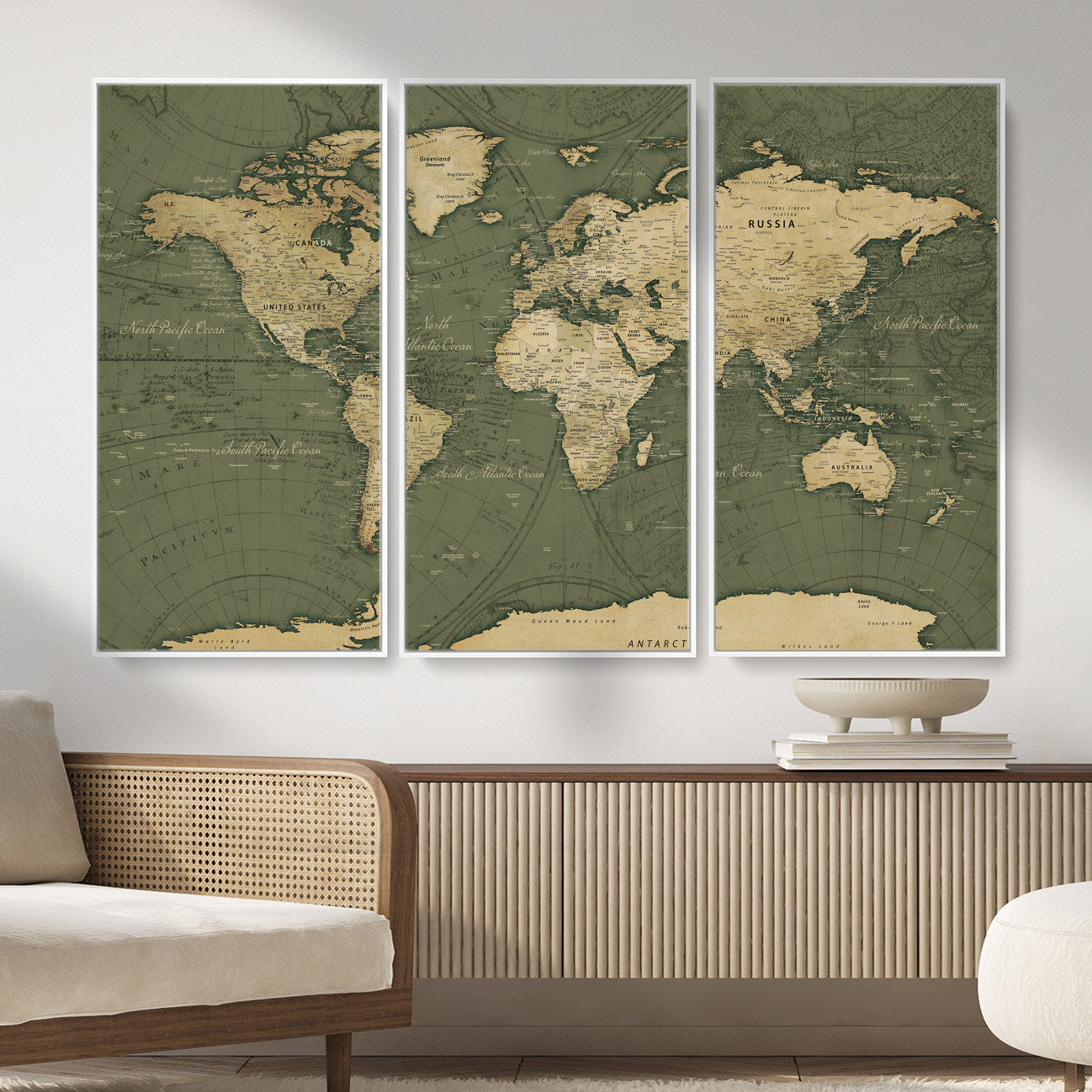 75846040-MGV-CV-36X24 - World Map Wall Art Canvas Print, Modern Decorative Framed Map Artwork Prints for Living Room, Office, Bedroom Wall Decor