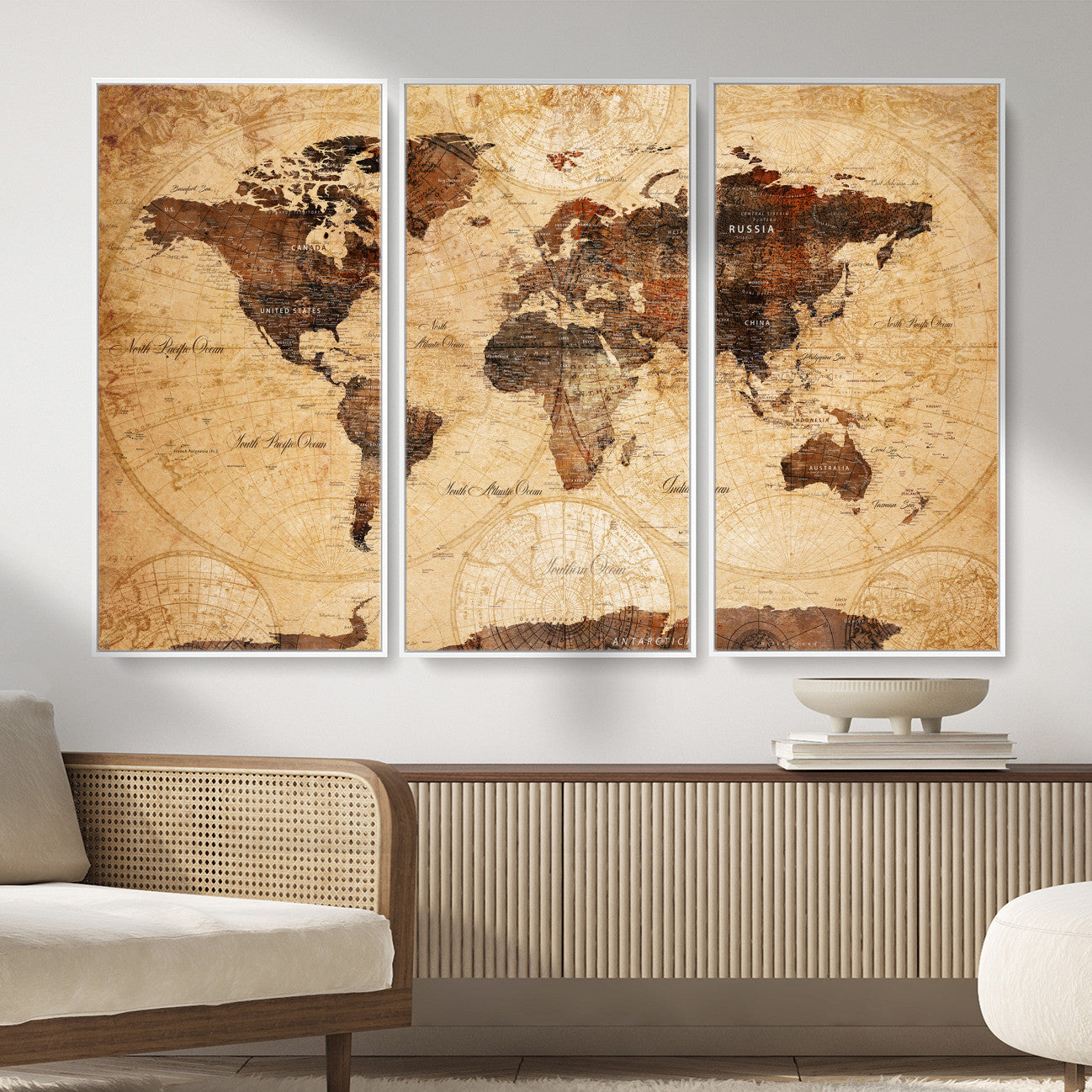 40760475-MGV-CV-36X24 - World Map Wall Art Canvas Print, Modern Decorative Framed Map Artwork Prints for Living Room, Office, Bedroom Wall Decor