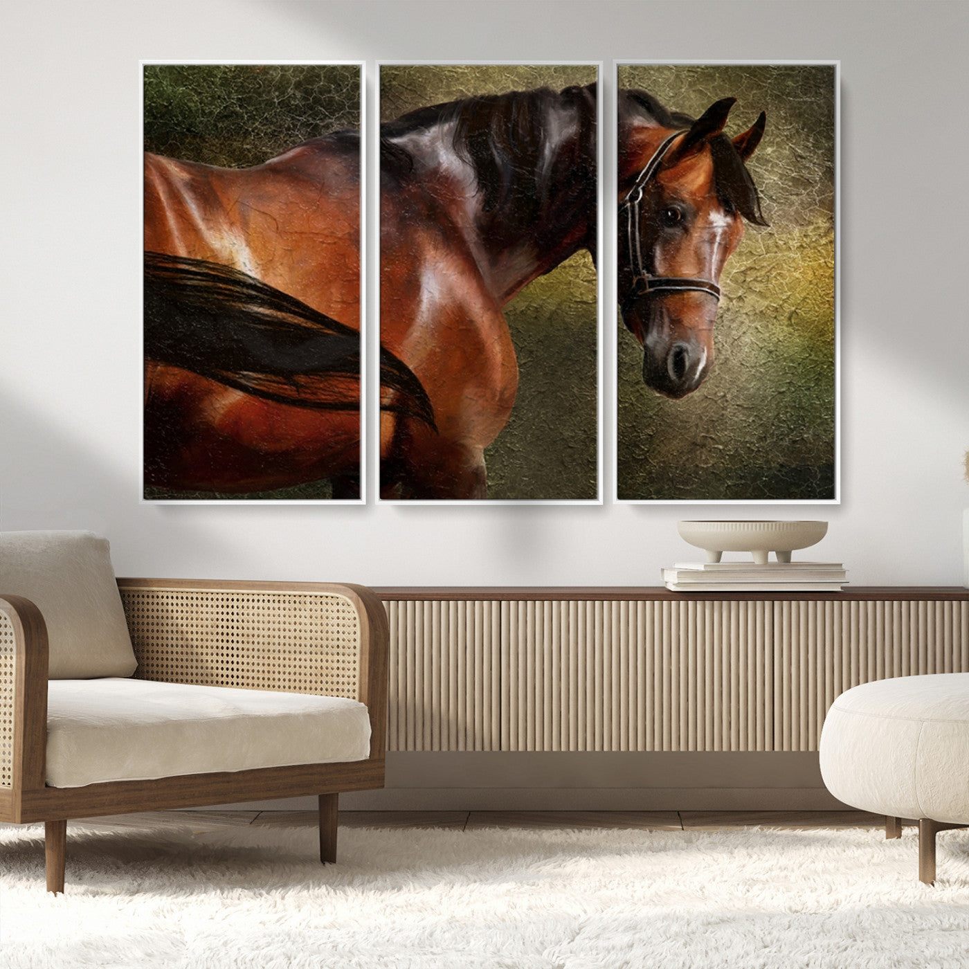 76810-MGV-CV-36X24-Majestic Brown Horse Wall Art Canvas Print – Framed Equestrian Artwork with Elegant Stallion Artwork for Home or Office Decor
