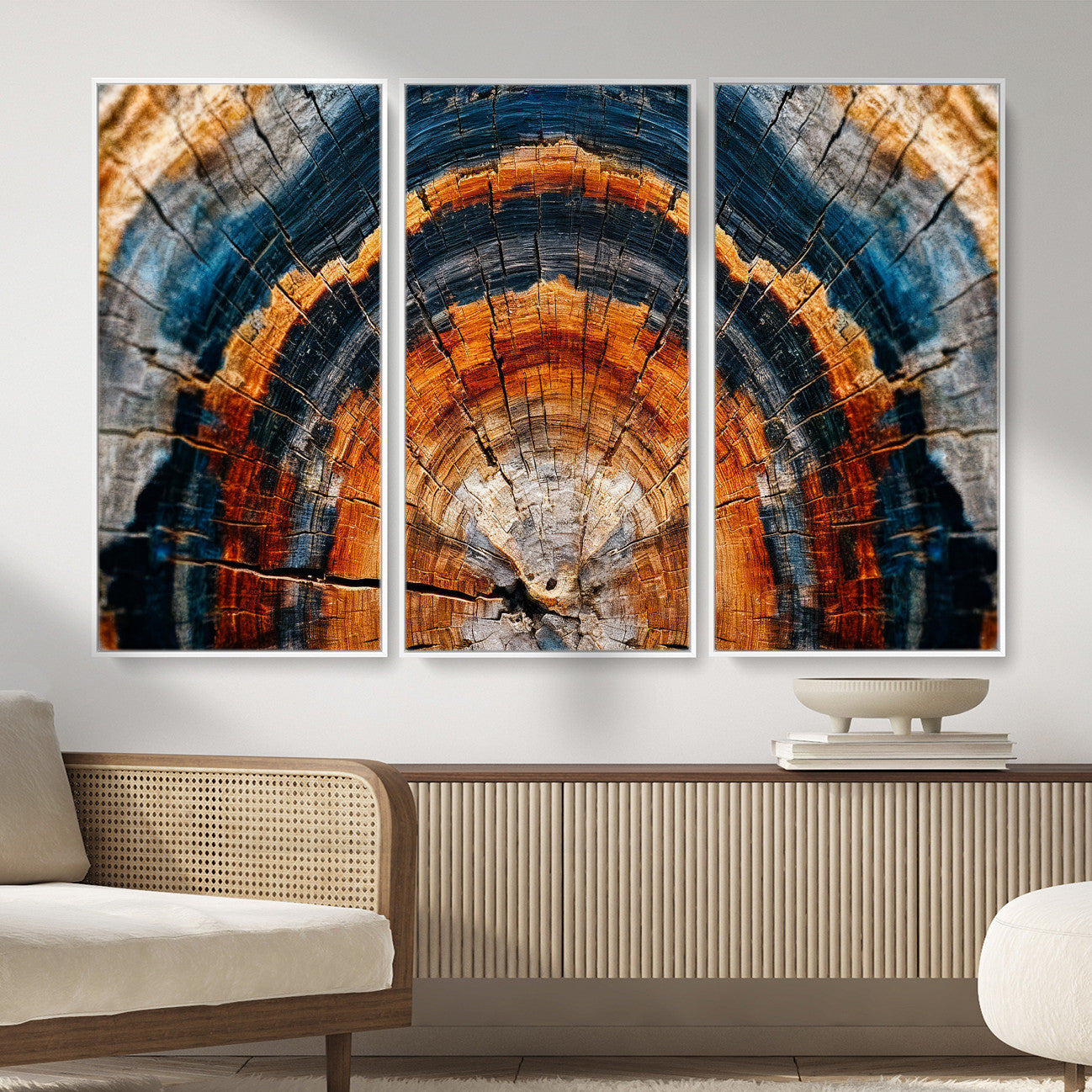 92693966N-MGV-CV-36X24 - Abstract Wood Grain Canvas Print, Tree Ring Pattern Wall Art, Framed Canvas Ready to Hang