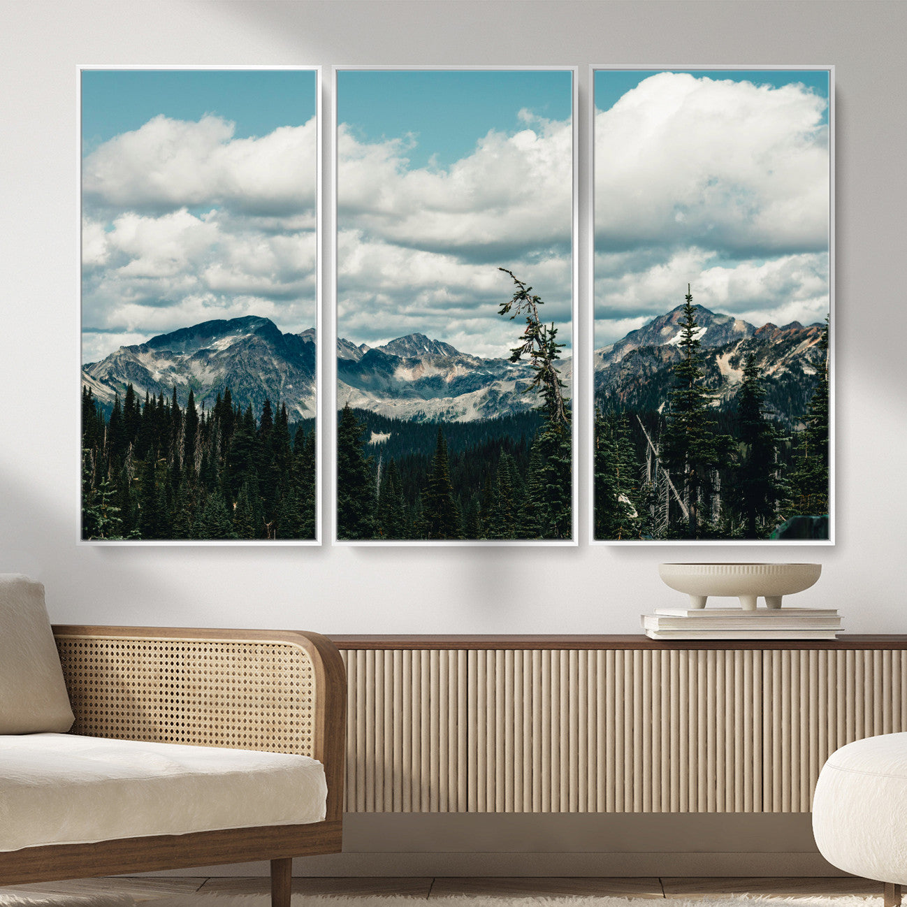 30416773-MGV-CV-36X24 - Mountain Forest Wall Art Canvas Print, Alpine Pine Tree Landscape Photography, Scenic Wilderness Mountain View, Nature Wall Decor