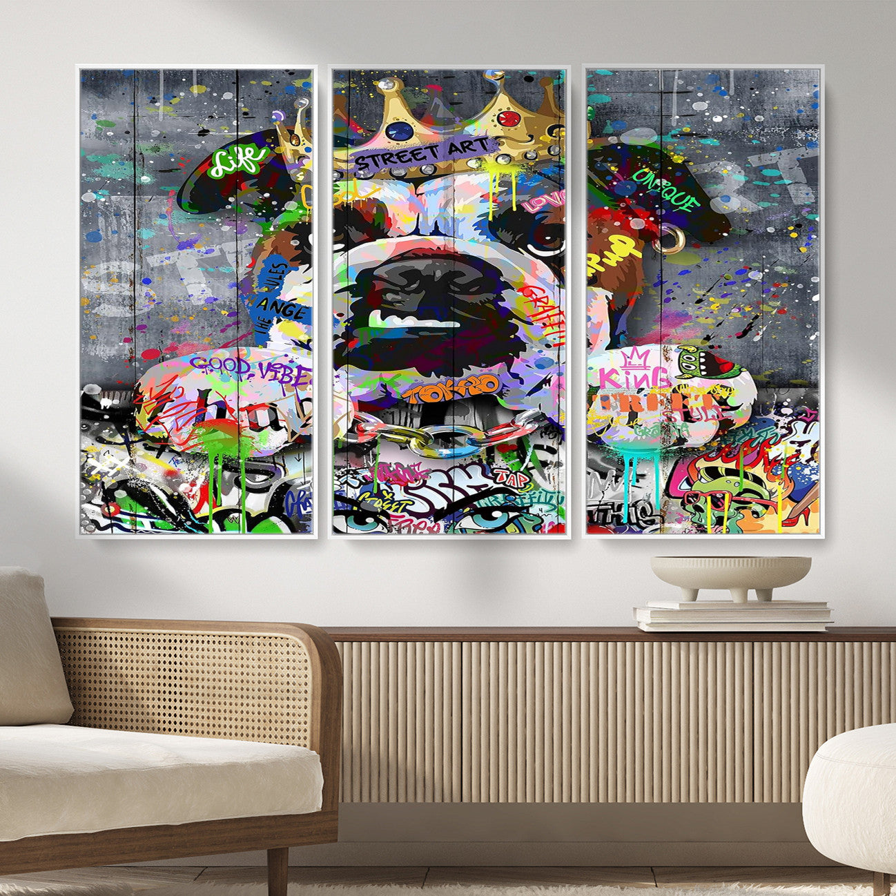45209731-MGV-CV-36X24 - Dog Wall Decor for Teen Bedroom Decor - Graffiti Animal Canvas Wall Art for Teen Room Decor - Abstract Wall Painting Ready to Hang