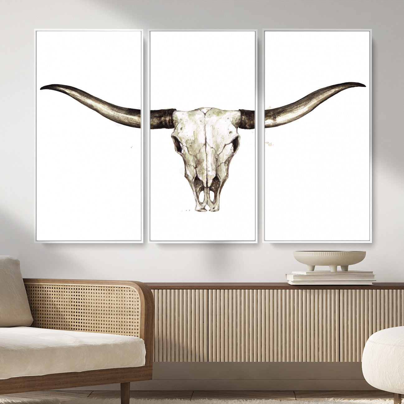 42788678A-MGV-CV-36X24 - Longhorn Skull Wall Art Canvas Print – Rustic Western Artwork Print for Living Room Wall Decor