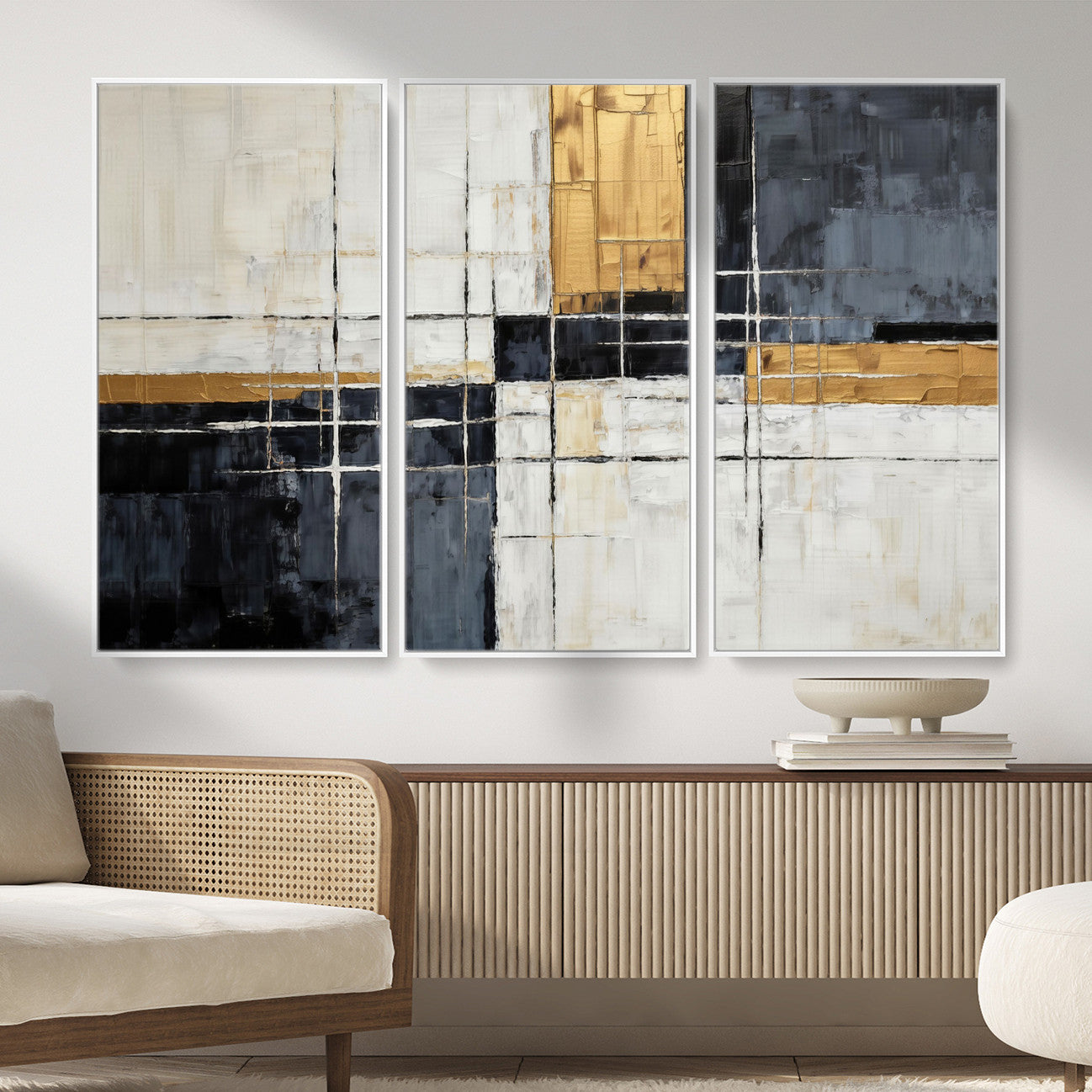 78975677-MGV-CV-36X24 - Gold Abstract Wall Art Canvas Print, Modern Luxury Geometric Painting Wall Decor for Living Room and Office