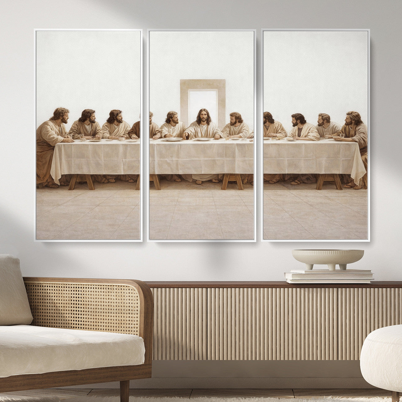 76380069-MGV-CV-36X24 - The Last Supper Wall Art Canvas Print, Jesus Christ Biblical Scene Canvas Print, Christian Religious Artwork for Church Living Room Decor