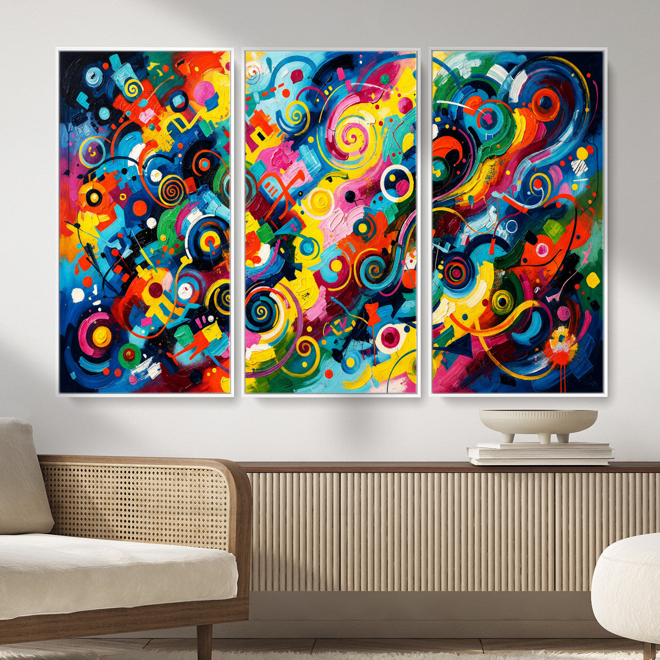 4712069R1-MGV-CV-36X24 - Geometric Abstract Wall Art Canvas Print, Bold Color Abstract Expressionist Painting Print, Modern Geometric Abstract Canvas Art