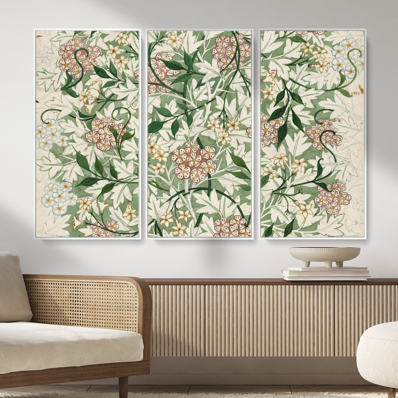 33560597-MGV-CV-36X24 - William Morris Jasmine 1872 Canvas Wall Art — Arts and Crafts Botanical Print | Vintage Green Floral Decor | Cottagecore Gift | Classic Art