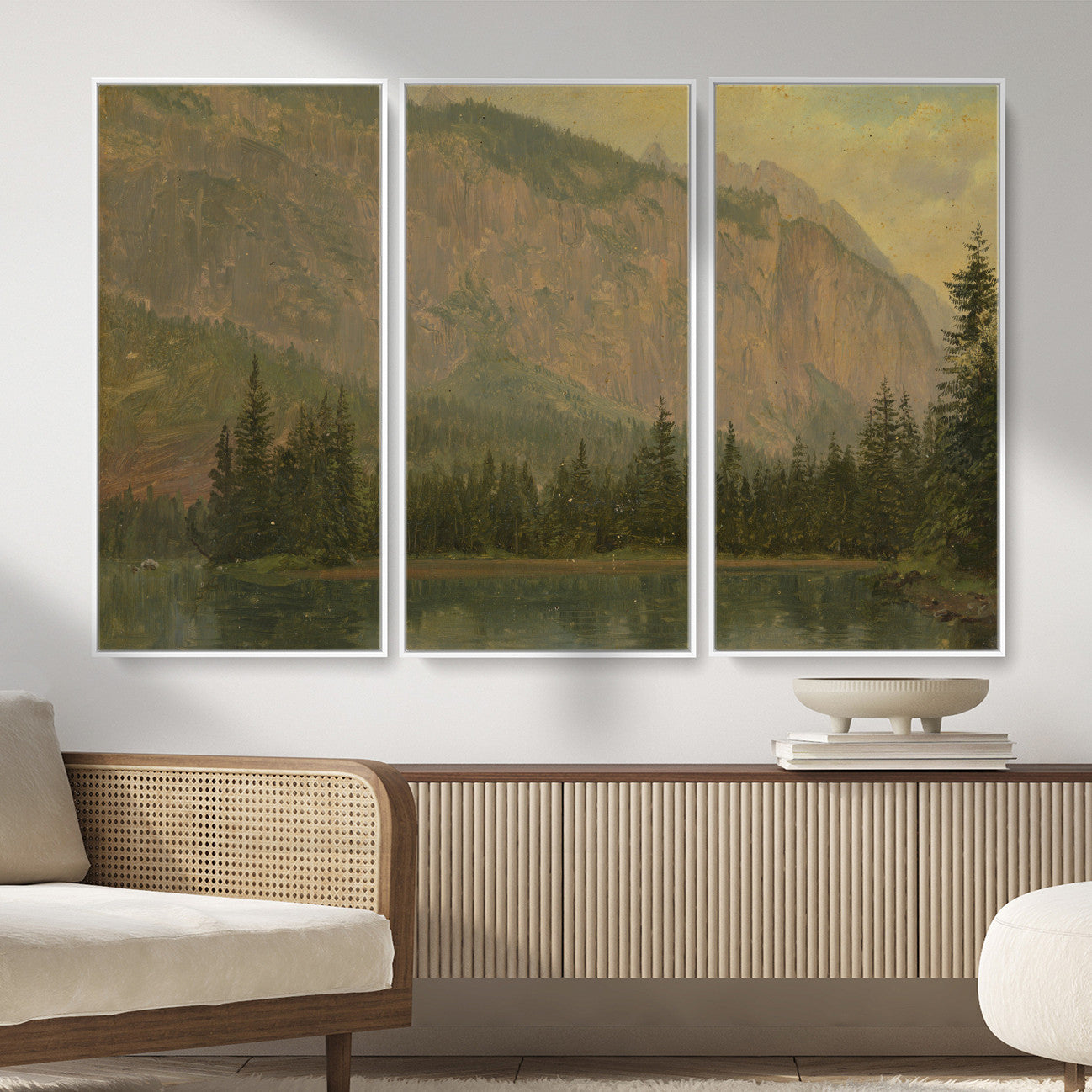 76844524-MGV-CV-36X24 - Frederic Edwin Church Hintersee Canvas Print, Hudson River School Mountain Lake Painting 1868, American Romantic Landscape, Vintage Nature Wall Art