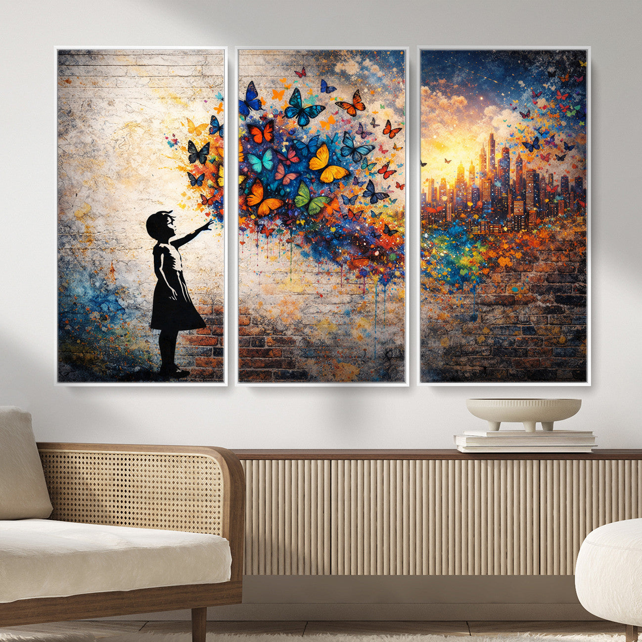 21540821-MGV-CV-36X24 - Banksy Girl Wall Art Canvas Print for Living Room Decor