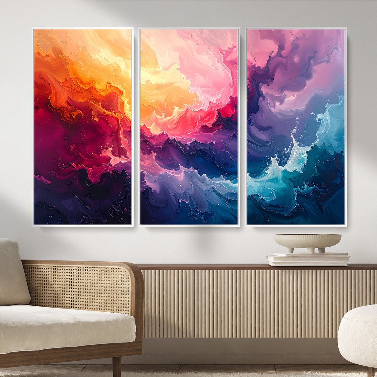 16157633-MGV-CV-36X24 - Large Colorful Abstract Canvas Wall Art Print, Vibrant Popup Color Art Print