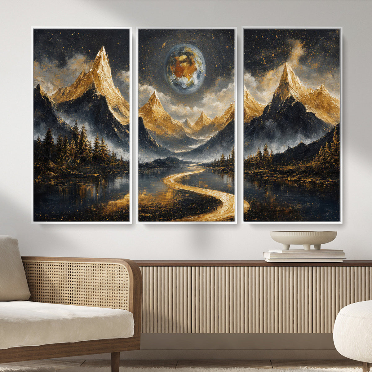 34202127-MGV-CV-36X24 - Abstract Mountain Wall Art Canvas Print Modern Landscape Painting Print