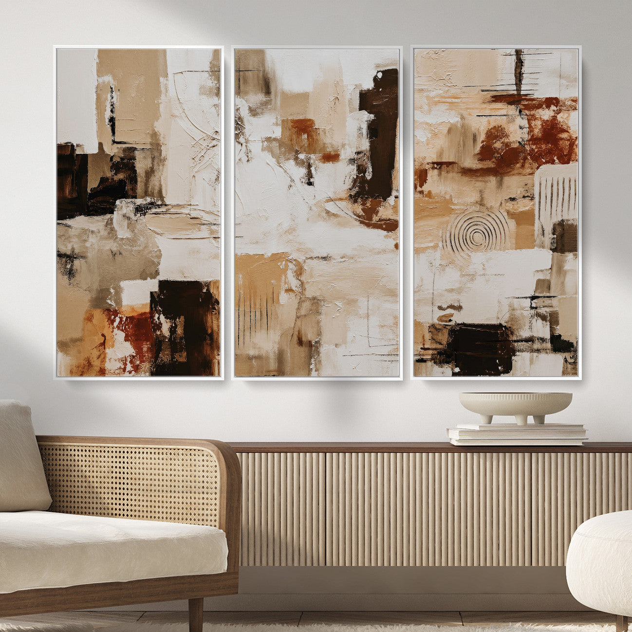 26560159-MGV-CV-36X24 - Blue Teal Abstract Canvas Wall Art, Modern Textured Painting Print, Navy Orange White Contemporary Art, Neutral Living Room Decor, Office Art