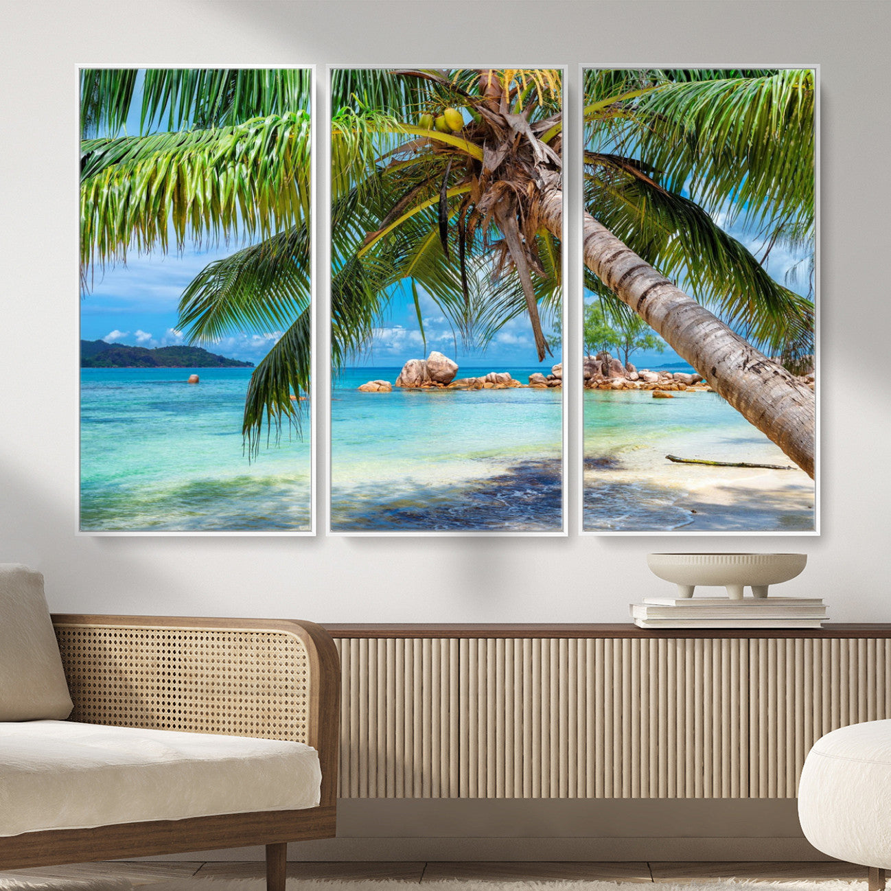 86824715-MGV-CV-36X24 - Seychelles Beach Canvas Wall Art - Anse Volbert Praslin Island Print