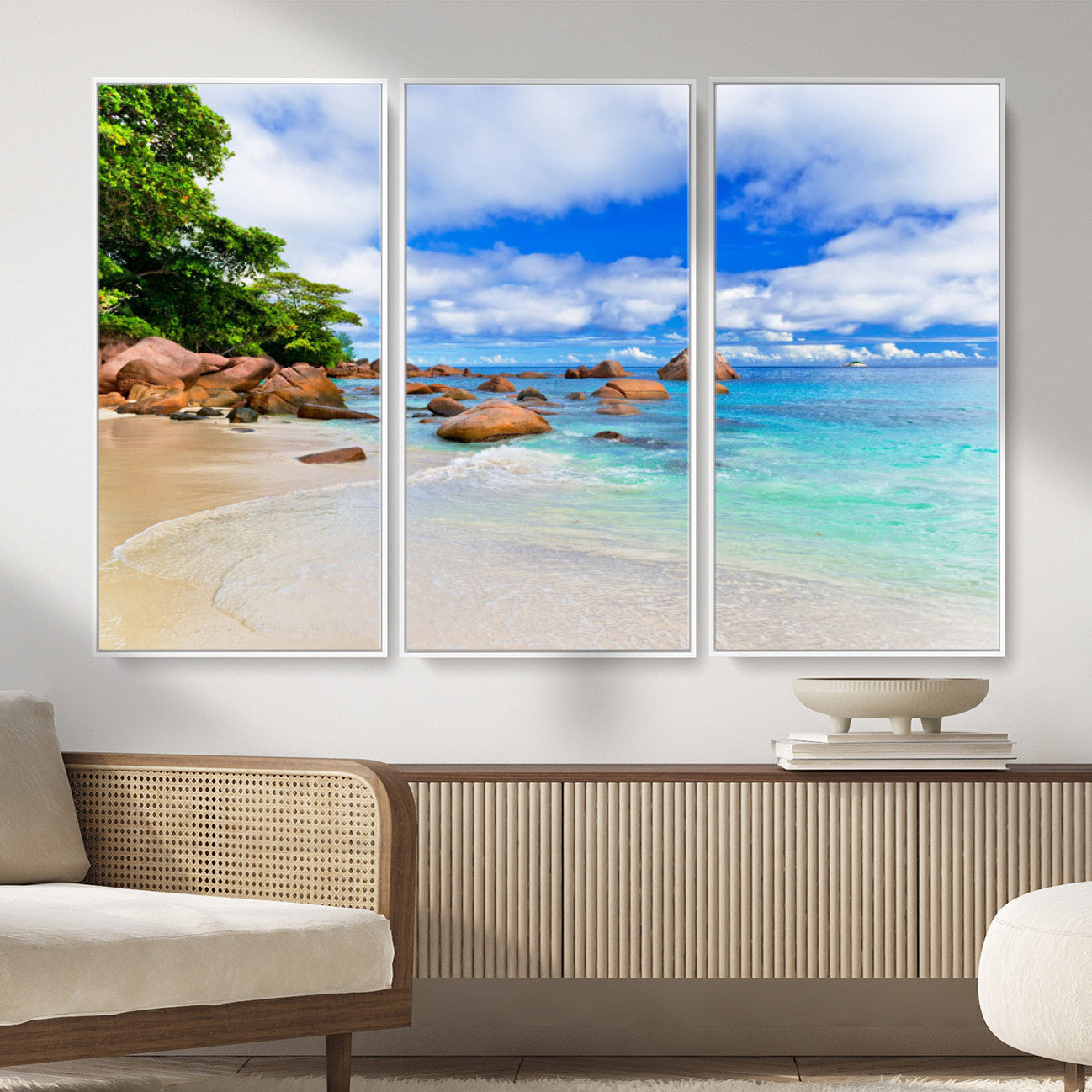 81980382-MGV-CV-36X24 - Seychelles Beach Canvas Wall Art - Anse Intendance Turquoise Ocean Print