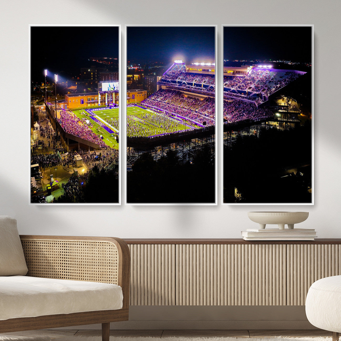 400867JMU2-MGV-CV-36X24 - JMU Stadium Wall Art Canvas Print for Game Room Decor - James Madison University Stadium