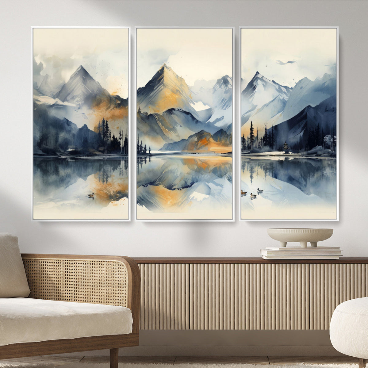 10196184T-MGV-CV-36X24 - Abstract Lake Mountain Wall Art Canvas Print