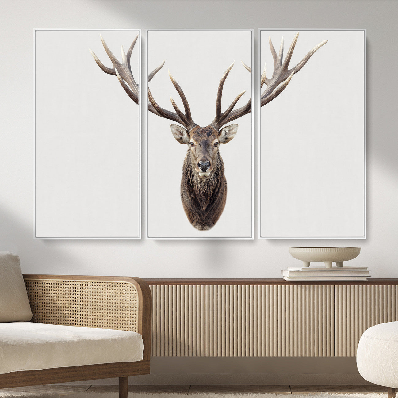 840173GY-MGV-CV-36X24 - Majestic Red Deer Canvas Wall Art – Stag Antlers Horns Print, Wildlife Hunting Poster, Rustic Cabin Lodge Decor