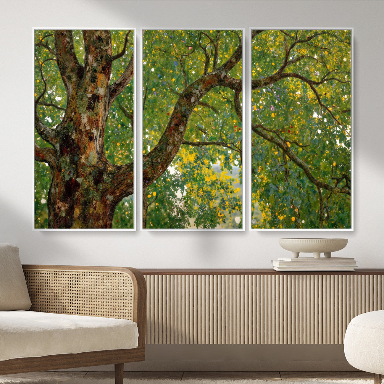 23663535-MGV-CV-36X24 - Vintage Summer Forest Green Tree Wall Art Canvas Print, Lush Leaves Impressionist Painting Print