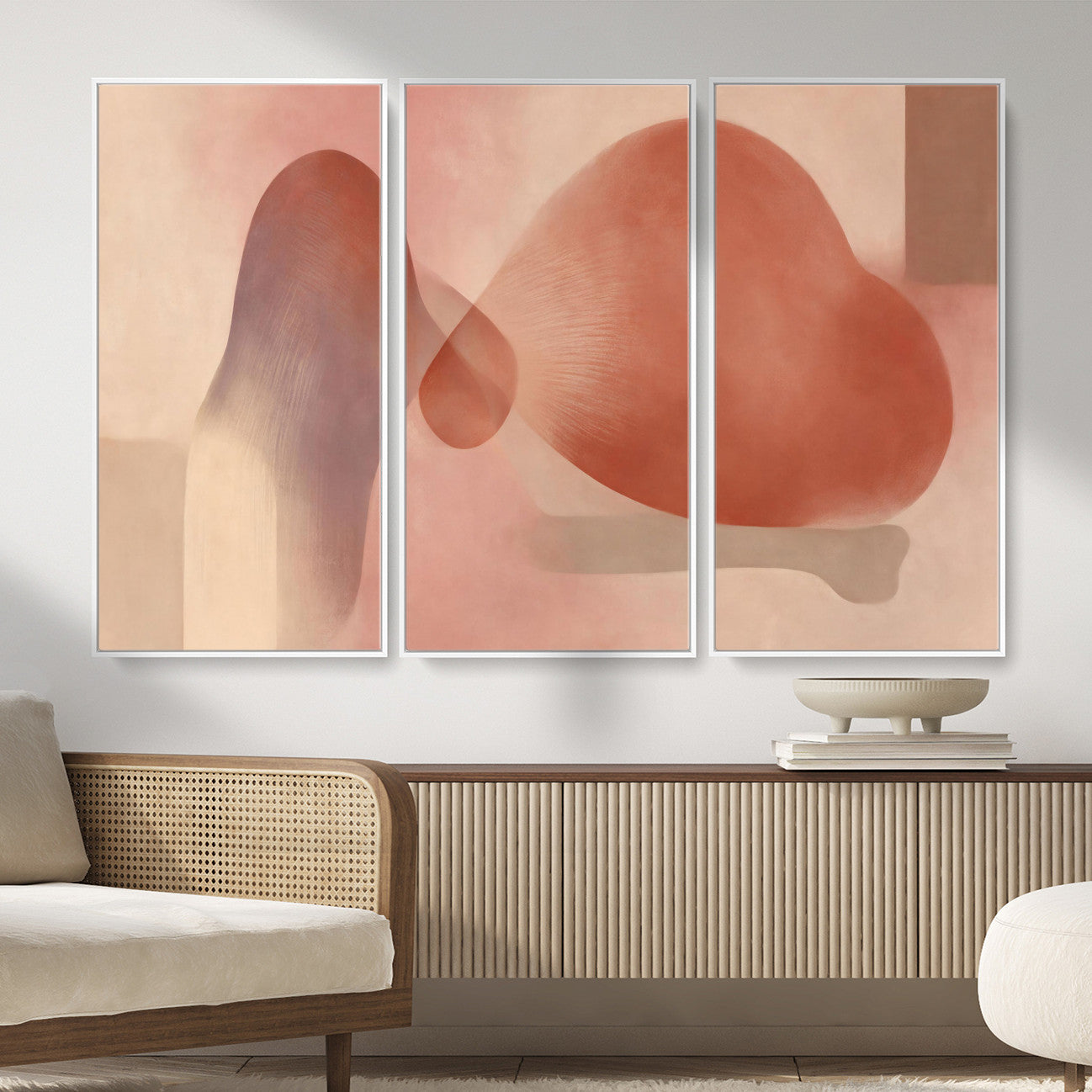 85110643-MGV-CV-36X24 - Vinna Begin Calin Biomorphic Abstract Wall Art Canvas Print, Terracotta Pink Organic Shapes Art Painting Print