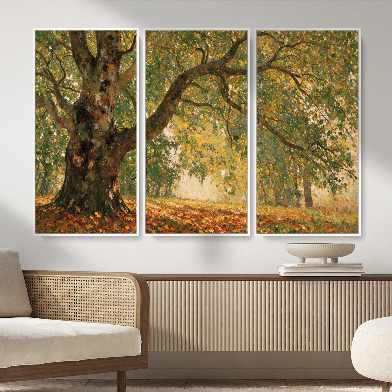 52555601-MGV-CV-36X24 - Claude Monet Style The Bodmer Oak Fontainebleau Forest Wall Art Canvas Print, Autumn Landscape Painting Print