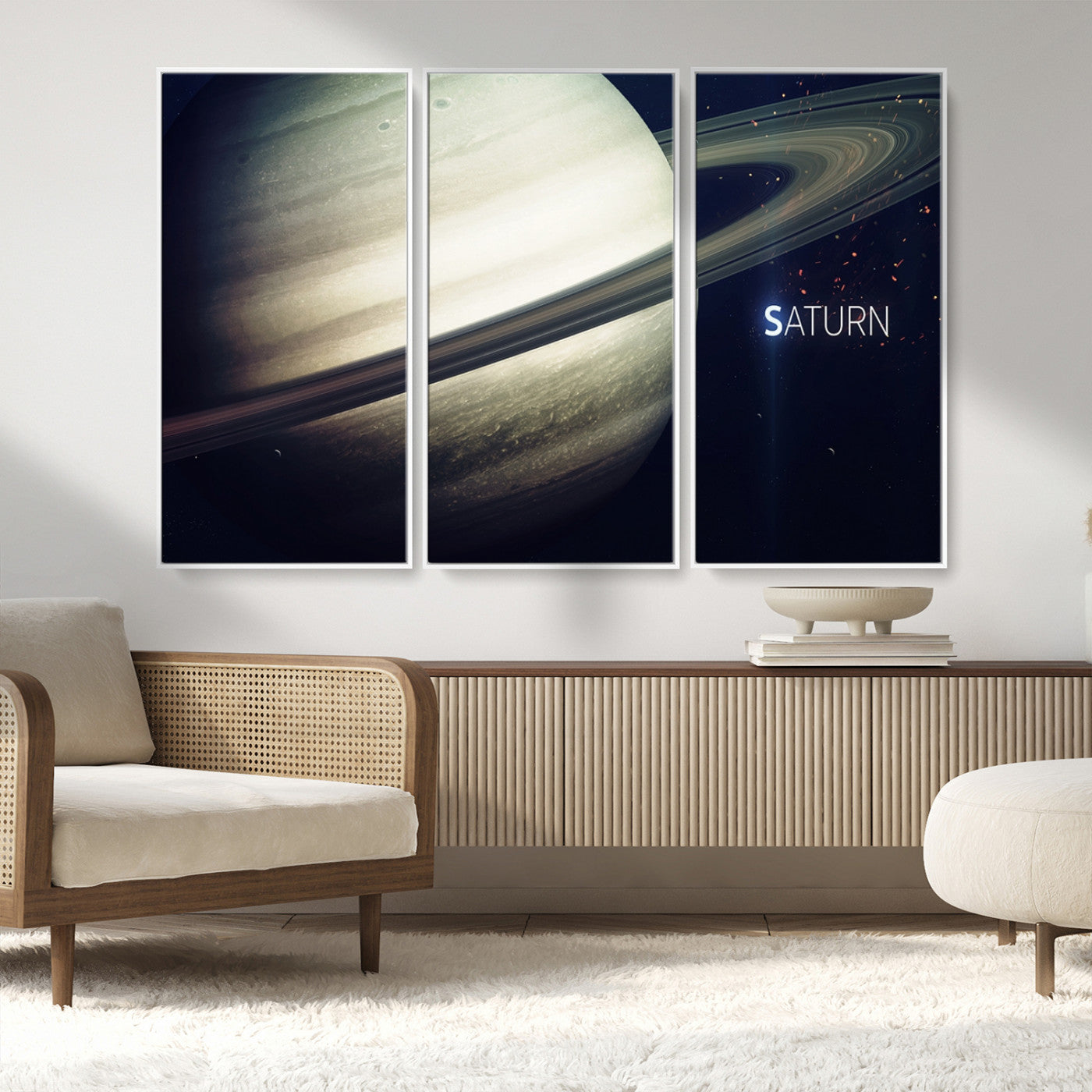 53060-MGV-FC-48X32-3P_White-Framed Saturn Wall Art Canvas Print