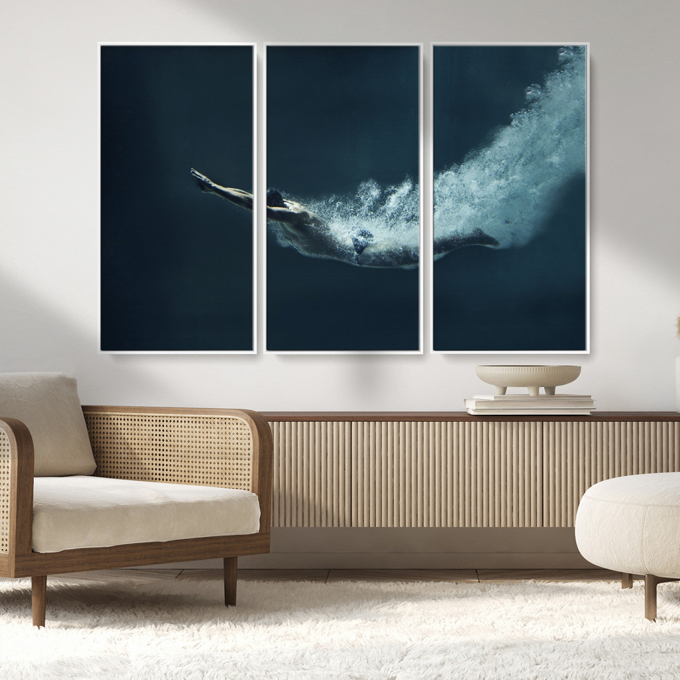 48463-MGV-FC-48X32-3P_White-Swimmer Wall Art Canvas Print