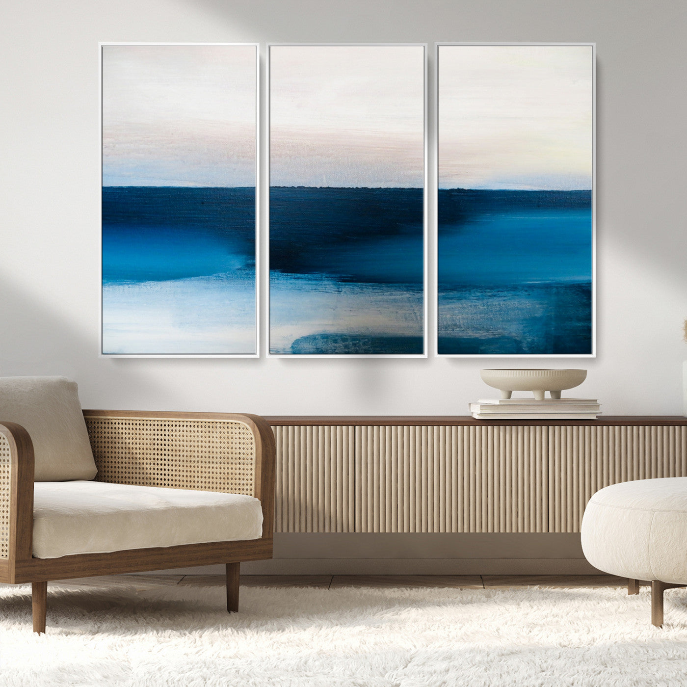 72452-MGV-FC-48X32-3P_White-Dark Blue Abstract Wall Art Canvas Print