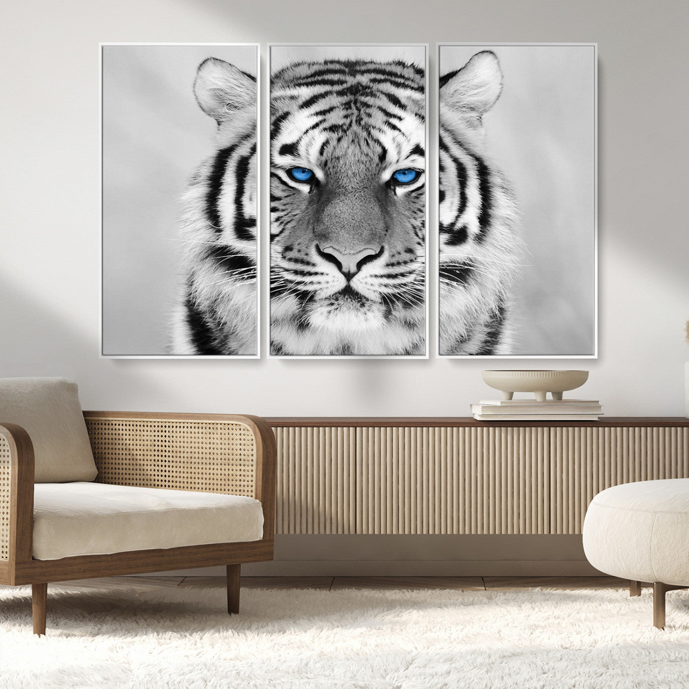 -Black and White Tiger Wall Art Animal Canvas Print