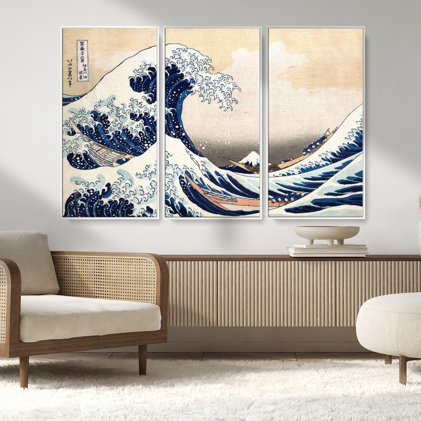 35635-MGV-FC-48X32-3P_White-Hokusai: The Breaking Wave off Kanagawa Canvas Print