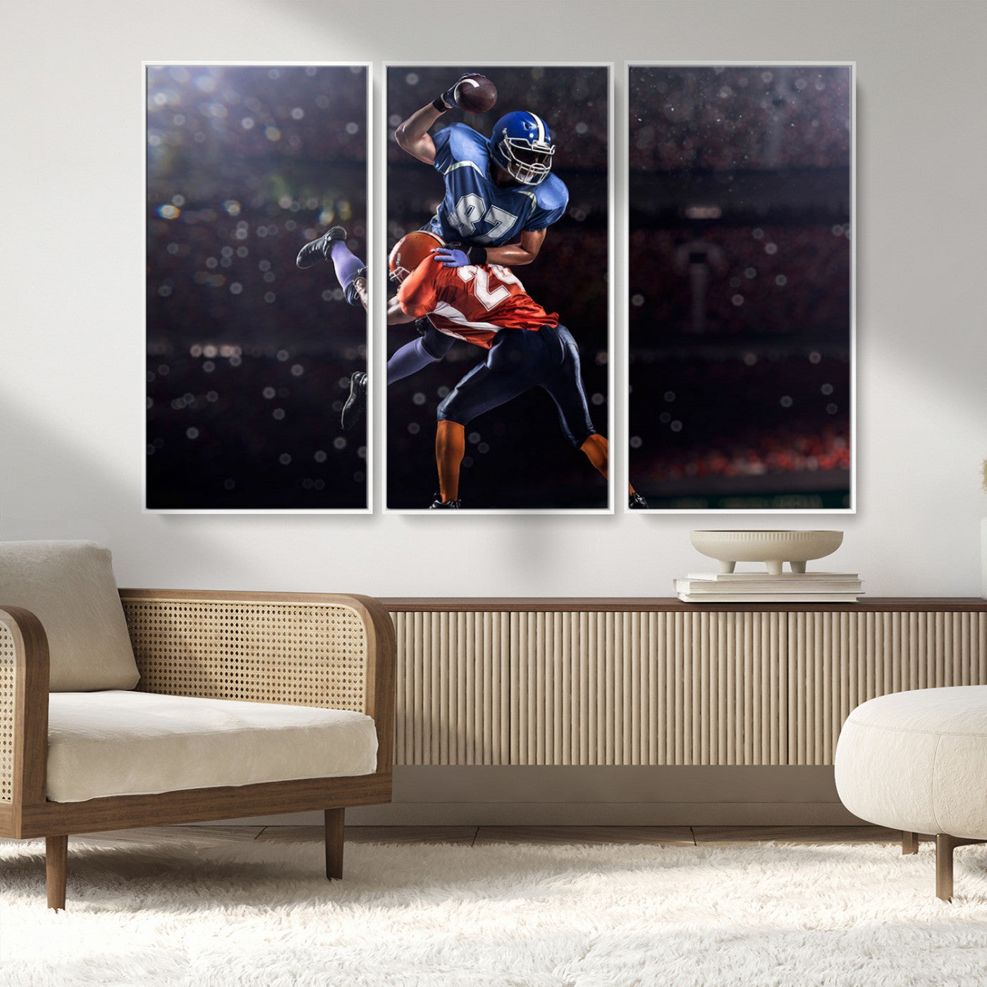 76491-MGV-CV-36X24-American Football Wall Art Canvas Print, Stadium Sport Wall Art Print