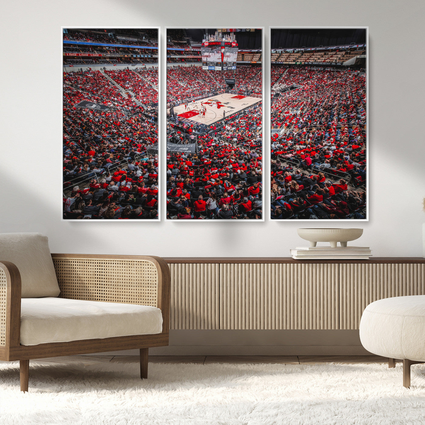 78136-MGV-FC-48X32-3P_White-Louisville Cardinals Basketball Print Canvas - Louisville KFC Yum Center Arena Wall Art Canvas Print