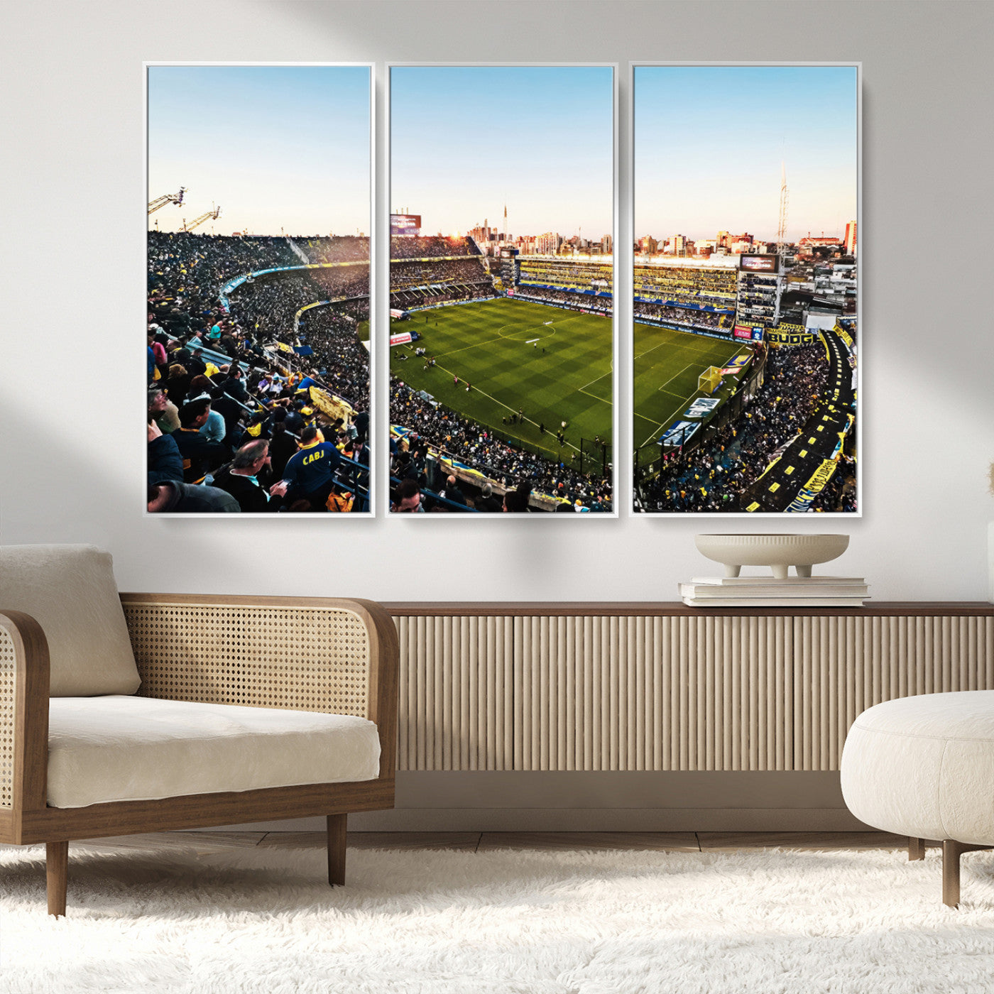 50105-MGV-FC-48X32-3P_White-Boca Juniors Soccer Team Print - Buenos Aires Bombonera Stadium Wall Art Canvas Print