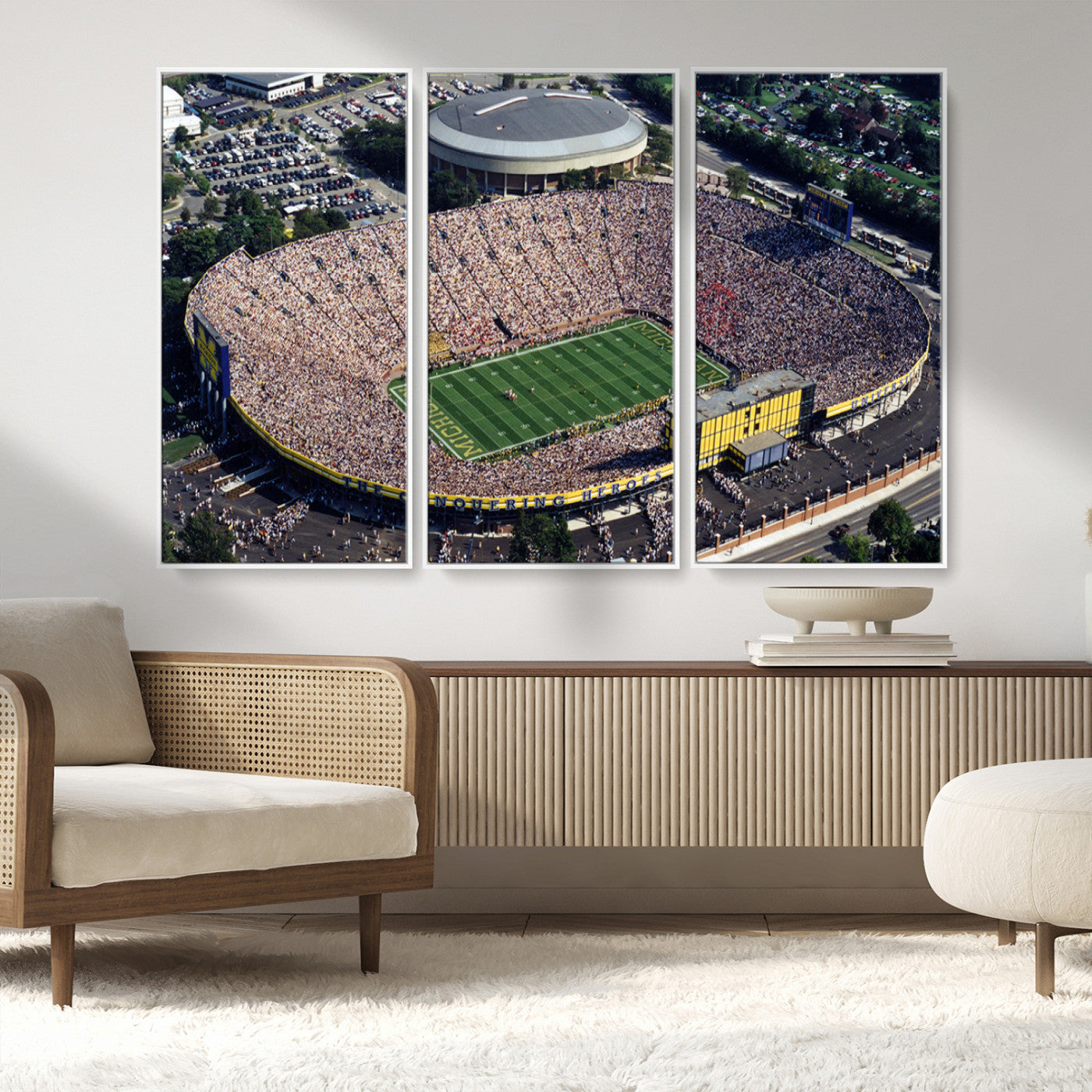 27314-MGV-FC-48X32-3P_White-Michigan Wolverines Football Team Print - Ann Arbor Michigan Stadium Print, Michigan Wolverines