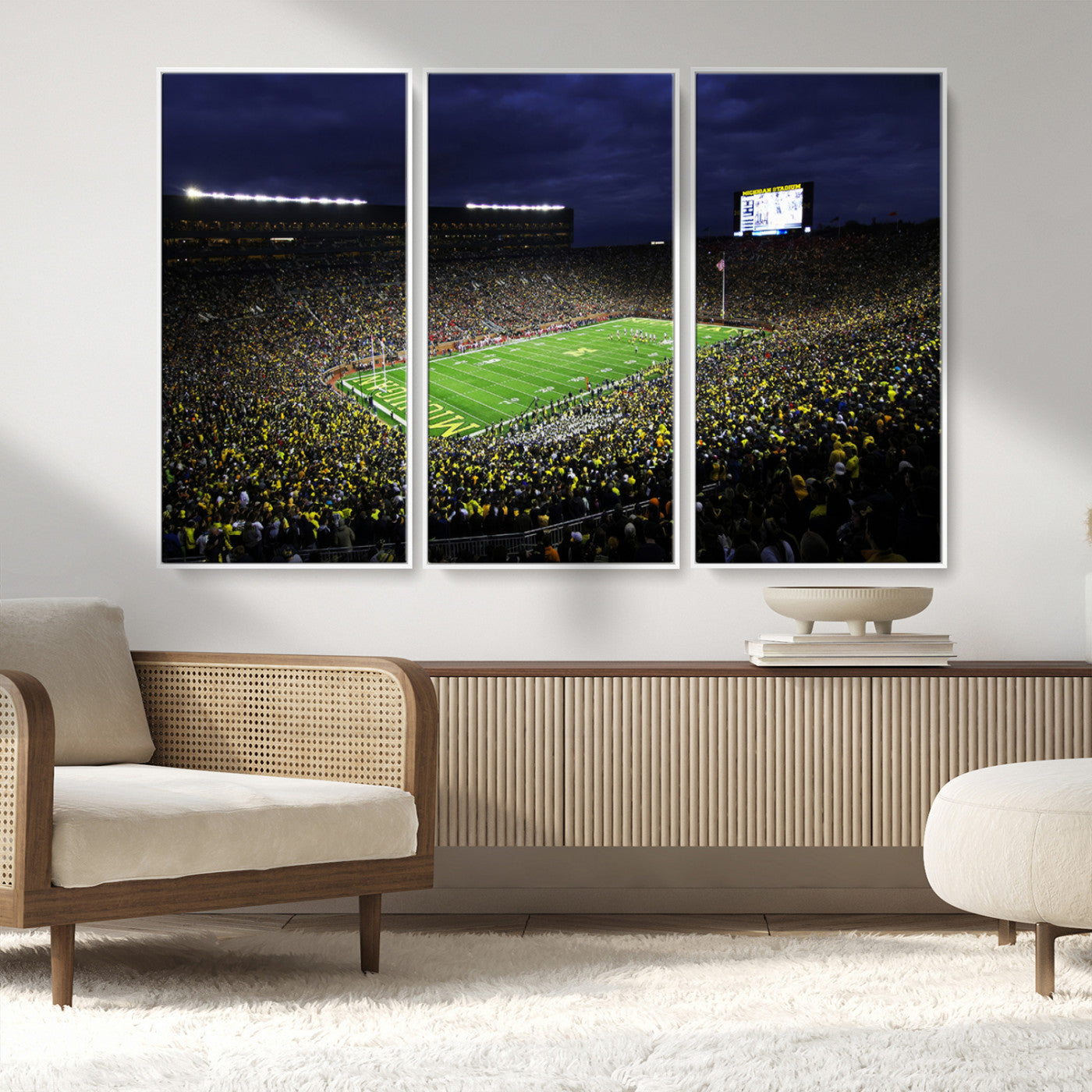 -Michigan Wolverines Football Canvas Wall Decor, Football Team Print - Ann Arbor Michigan Stadium
