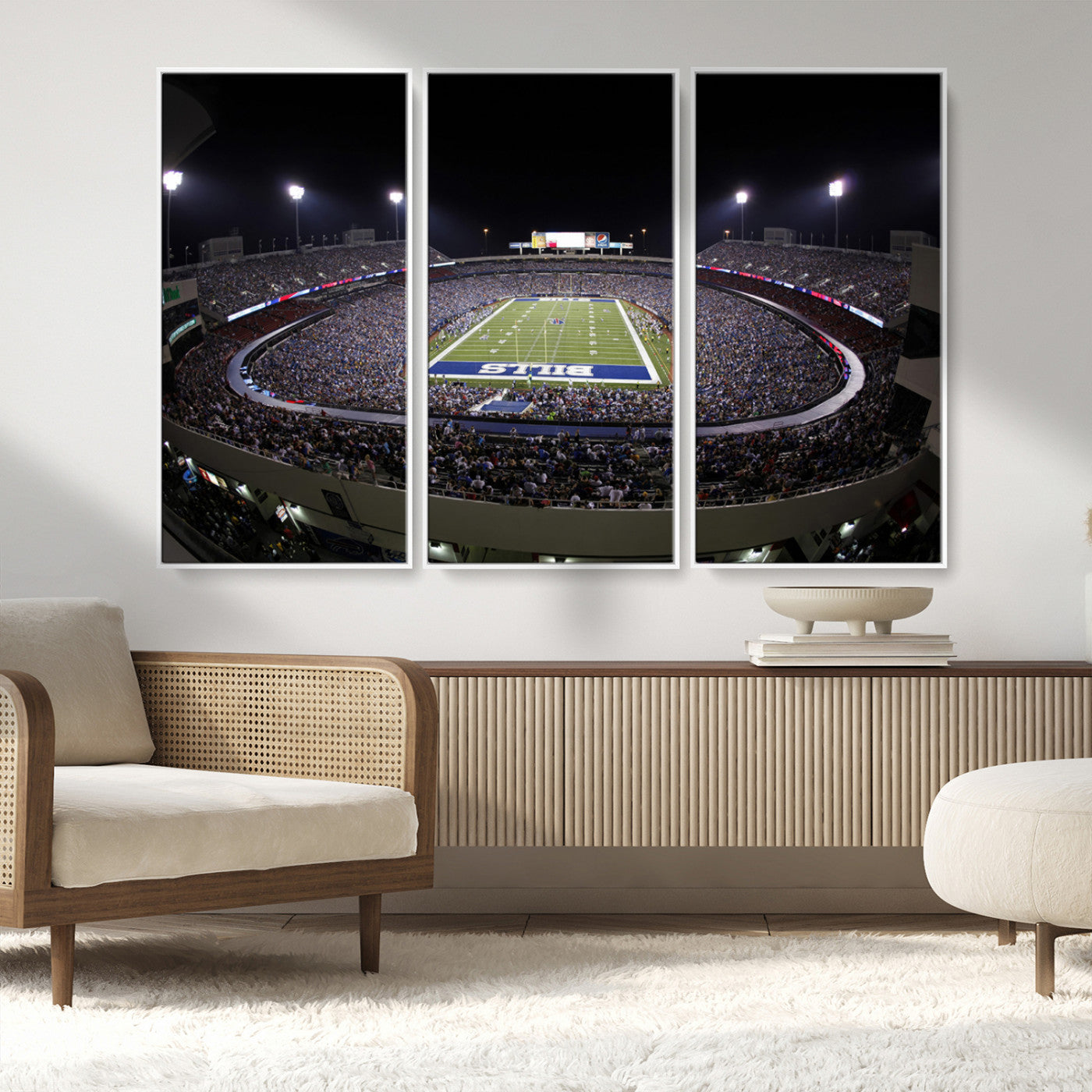 98546-MGV-FC-48X32-3P_White-Buffalo Bills NFL Football Team Print - Buffalo Highmark Stadium Wall Art Canvas Print