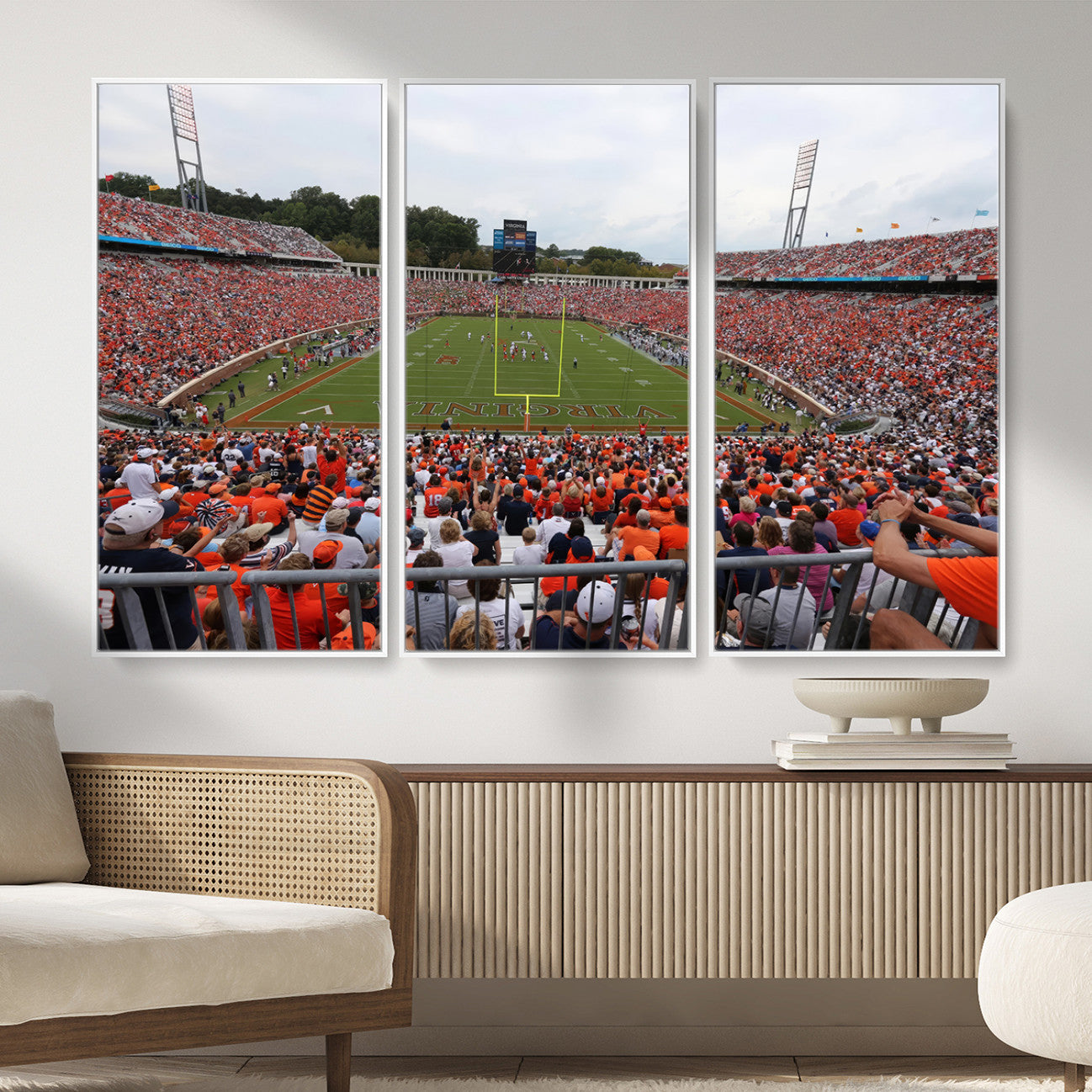 63606-MGV-CV-36X24 - Virginia Cavaliers Football Team Print - Charlottesville Scott Stadium Print Wall Art Canvas