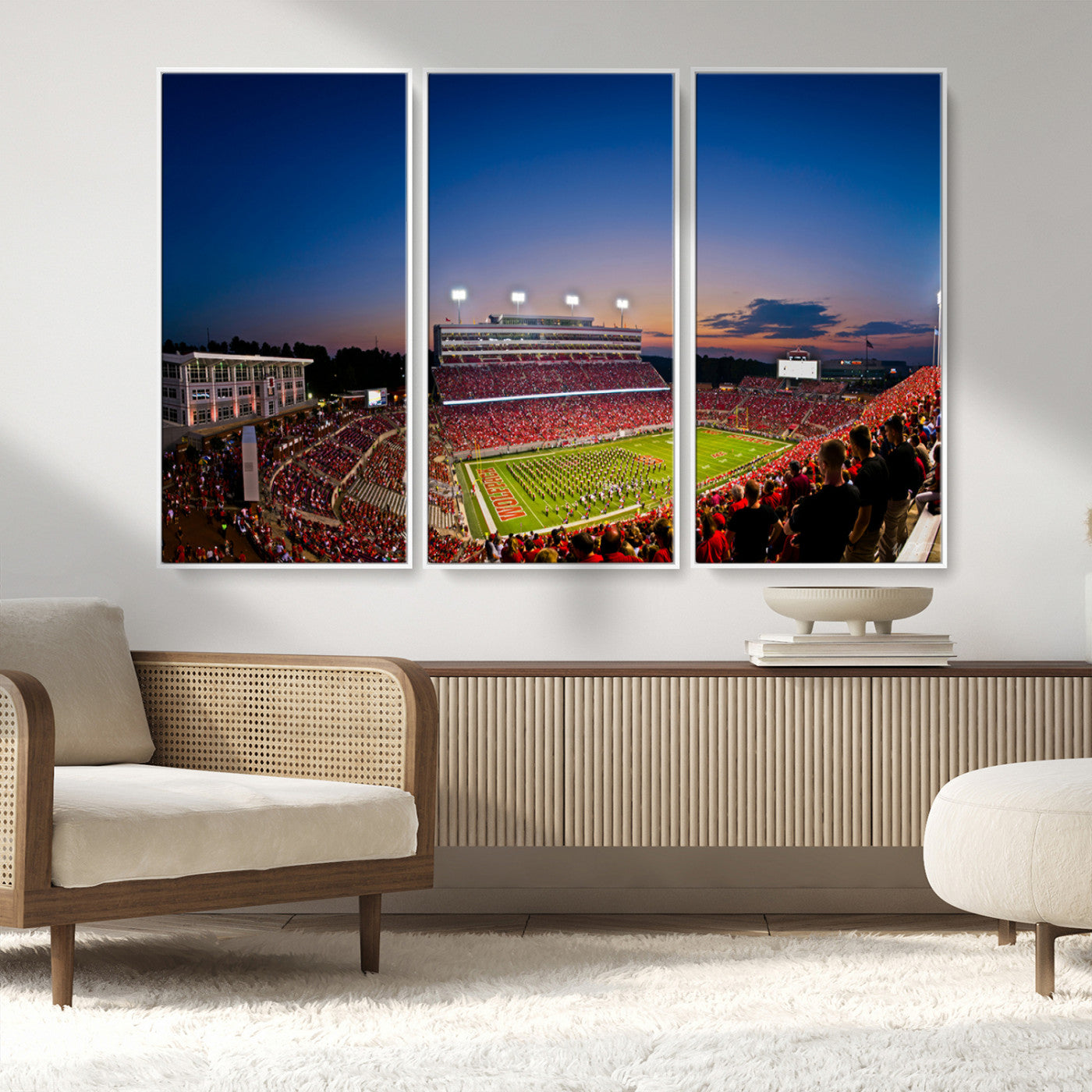 76202-MGV-FC-48X32-3P_White-Wolfpack Football Team Wall Art Print - Raleigh Carter-Finley Stadium Wall Art Canvas Print