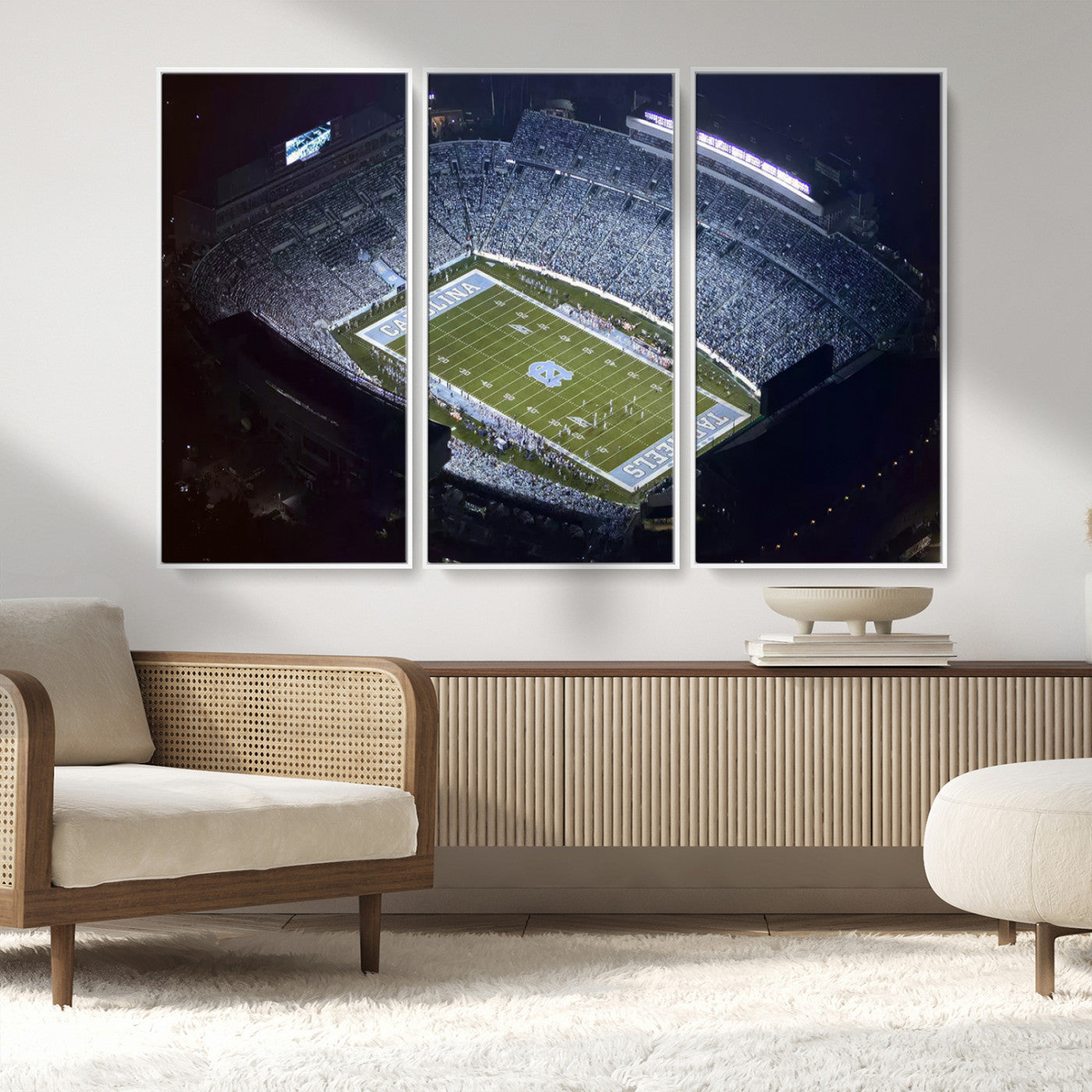 88375-MGV-FC-48X32-3P_White-University of North Carolina Tar Heels Football Team Print - Chapel Hill Kenan Memorial Stadium