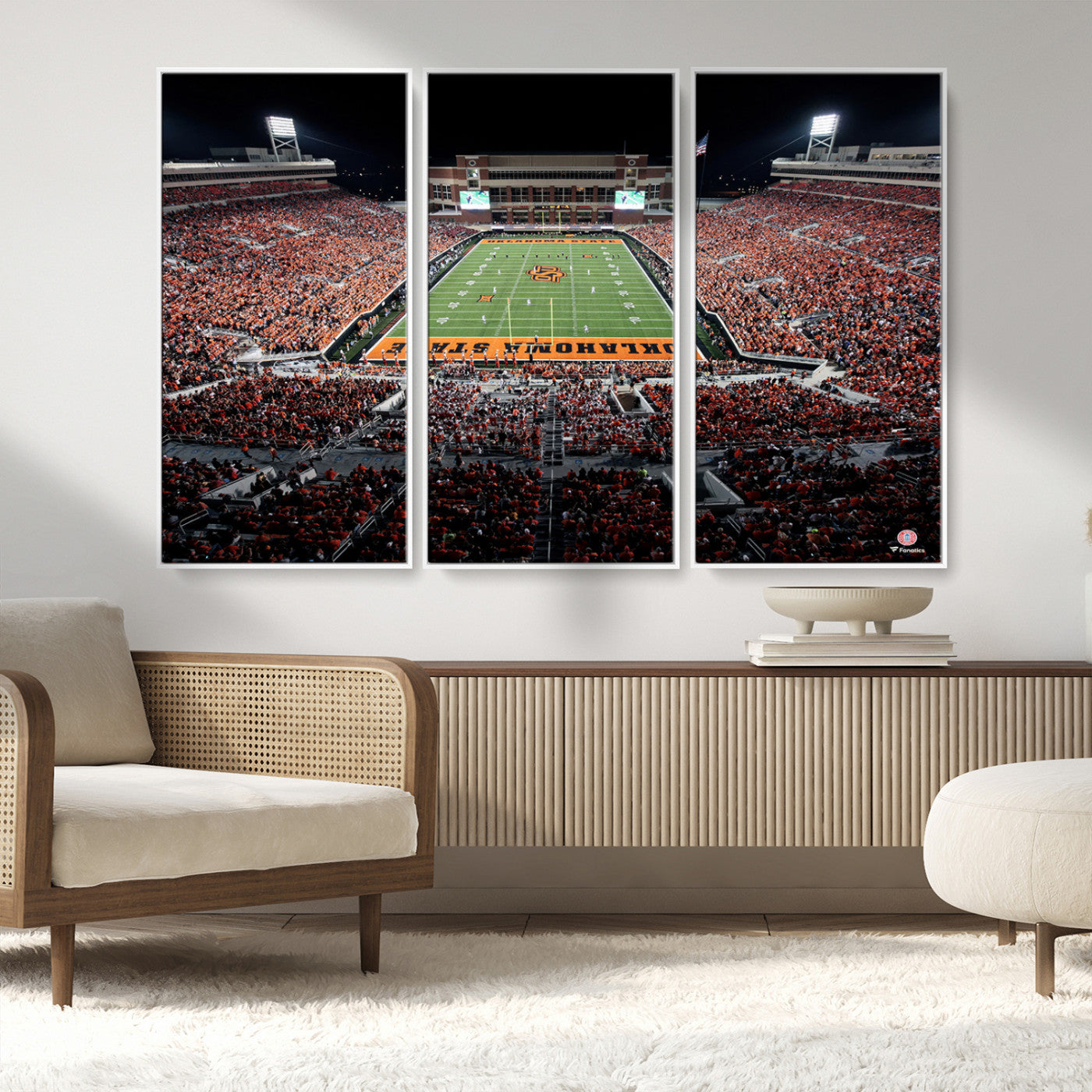 81675-MGV-CV-36X24-Boone Pickens Stadium Wall Art Oklahoma State Cowboys Print Framed Sports Canvas Art for Home, Office, Living Room