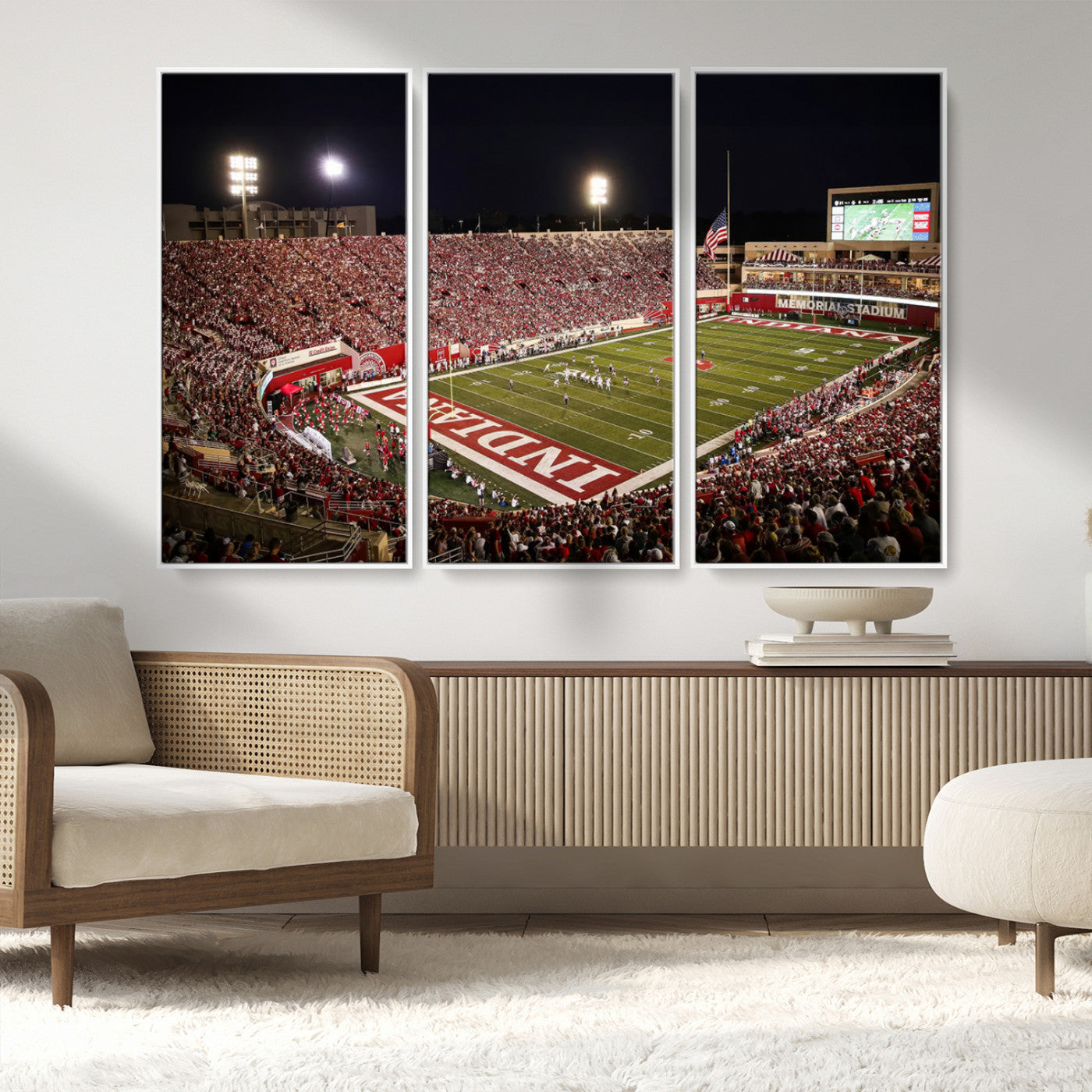 82748-MGV-CV-36X24-Indiana University Hoosiers Football Team Print Canvas - Bloomington Memorial Stadium Wall Art