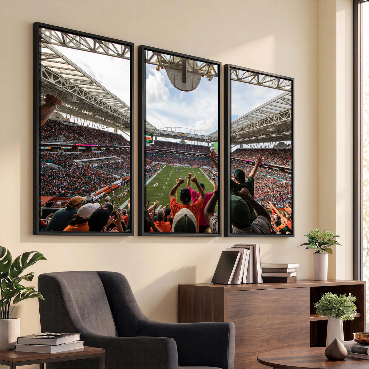 66239-PAN-FL-20X10 - Miami Hurricanes Football Team Wall Art Print - Miami Hard Rock Stadium Wall Art Canvas Print