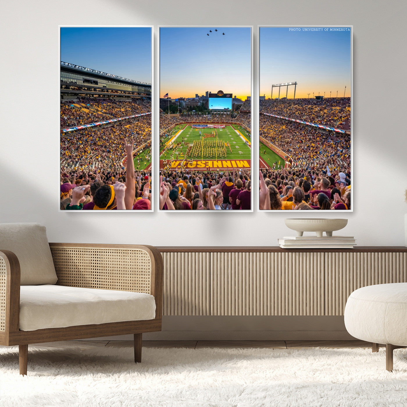 63452-MGV-CV-36X24-University of Minnesota Golden Gophers Football Team Print - Minneapolis Huntington Bank Stadium