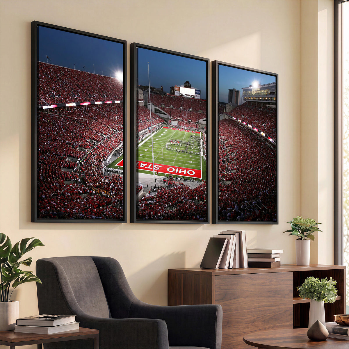 98743-PAN-FL-20X10 - Ohio State University Buckeyes Football Team Print - Columbus Ohio Stadium Wall Art Canvas Print
