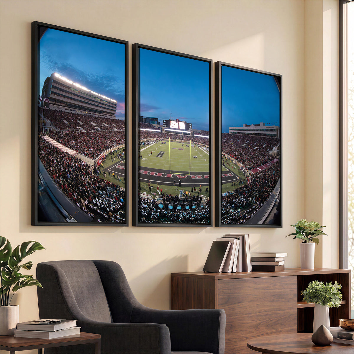 60763-PAN-FL-20X10 - Texas Tech Red Raiders Canvas, Framed Football Team Print - Lubbock Jones AT&T Stadium Wall Art
